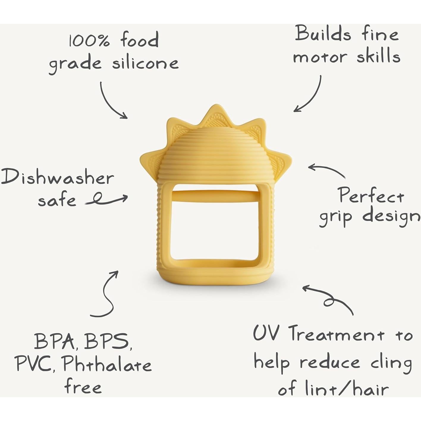 Mordedor de Silicona Mushie No-Drop Sun para Bebés