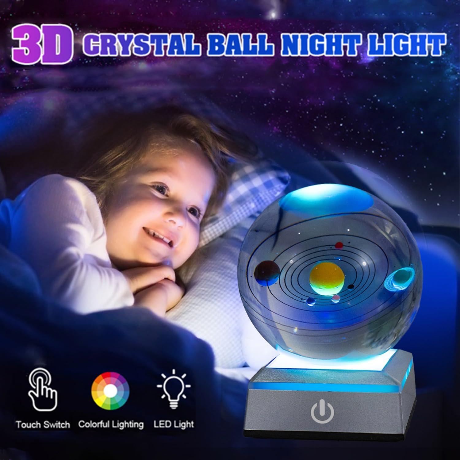 Bola de Cristal 3D Sistema Solar QIANCHANG 8 cm Luz Nocturna