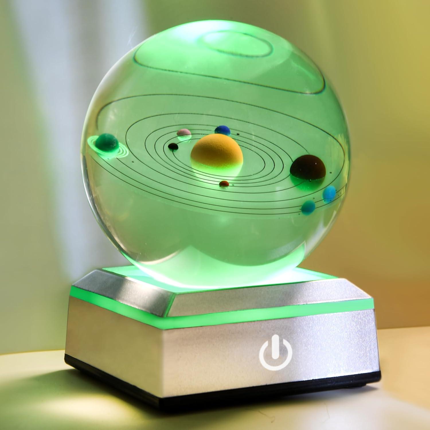 Bola de Cristal 3D Sistema Solar QIANCHANG 8 cm Luz Nocturna