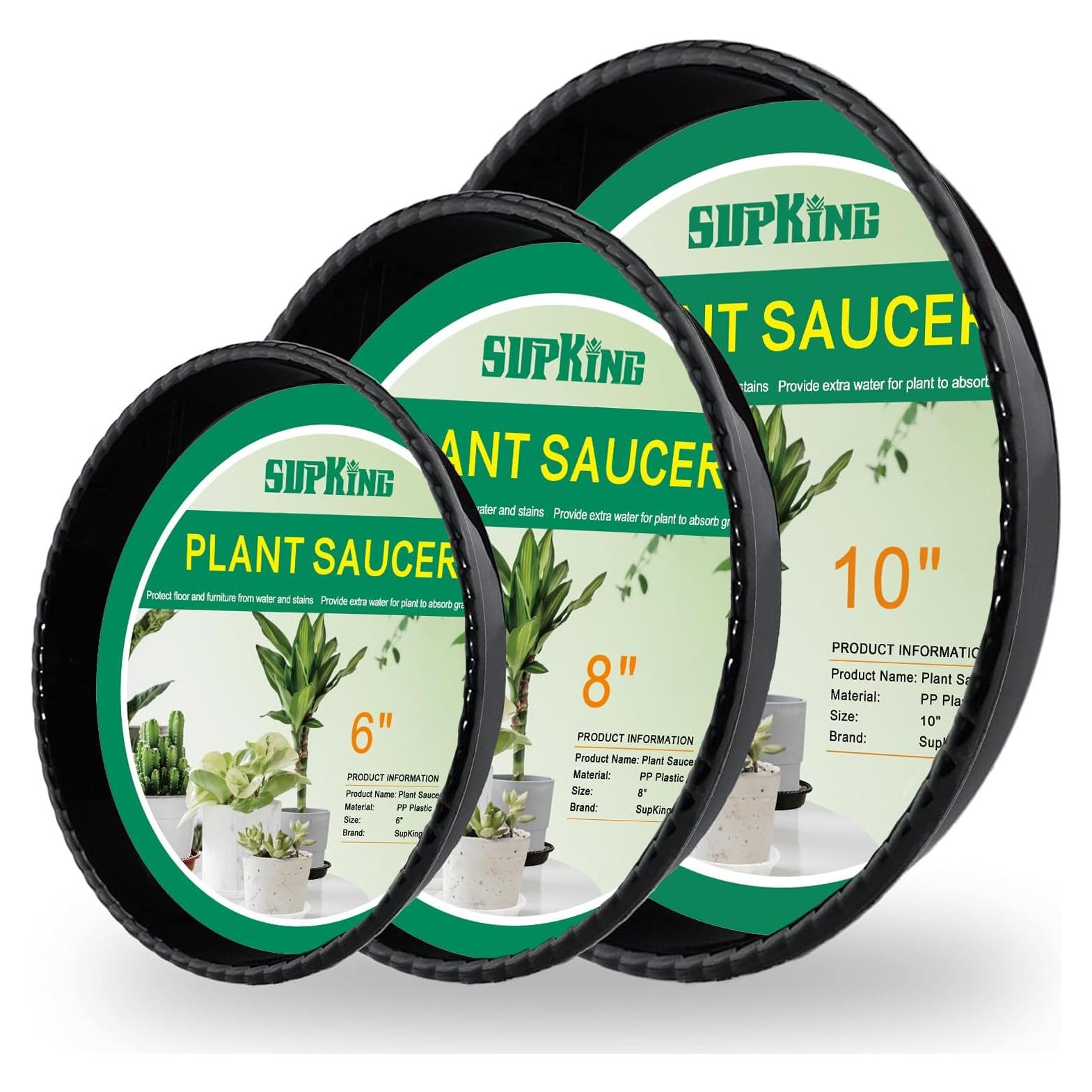 SupKing 9 Packs Black Plant Saucers (6 inch /8 inch /10 inch) inch Plastic Plant Trays Thicker Sturdier Plant Pot Saucers Stronger Flower Pot Tray for Indoor Outdoor- Black