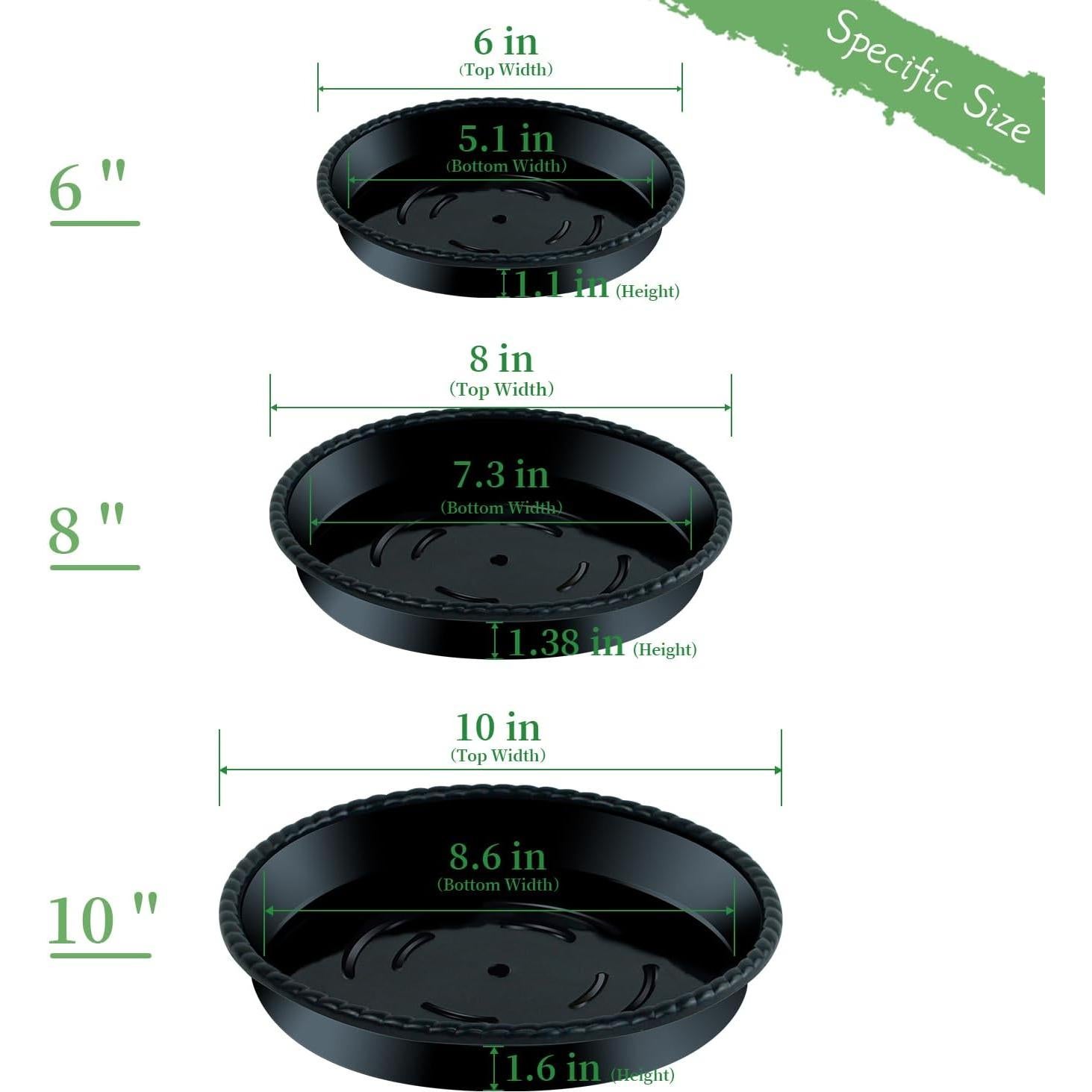 SupKing 9 Packs Black Plant Saucers (6 inch /8 inch /10 inch) inch Plastic Plant Trays Thicker Sturdier Plant Pot Saucers Stronger Flower Pot Tray for Indoor Outdoor- Black