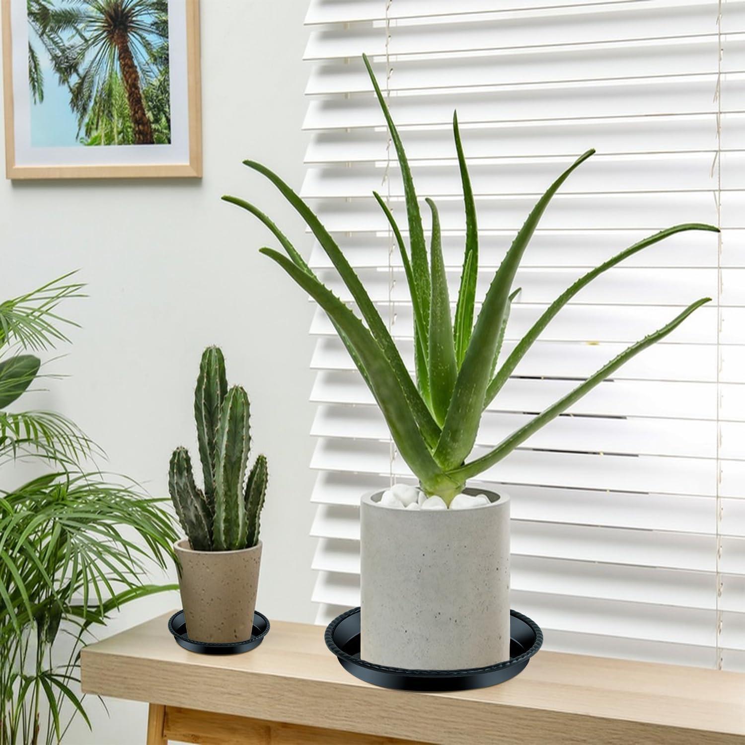 SupKing 9 Packs Black Plant Saucers (6 inch /8 inch /10 inch) inch Plastic Plant Trays Thicker Sturdier Plant Pot Saucers Stronger Flower Pot Tray for Indoor Outdoor- Black