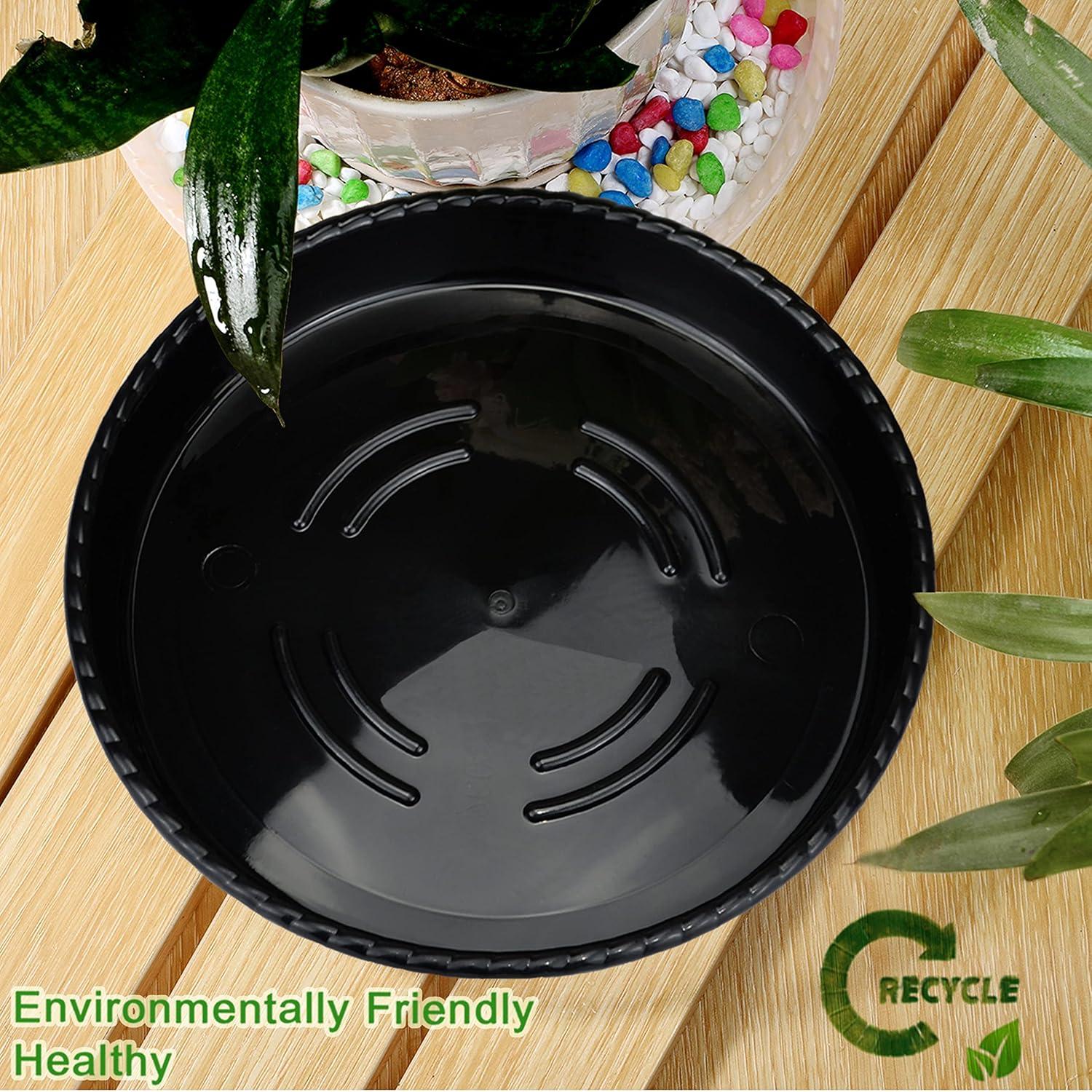 SupKing 9 Packs Black Plant Saucers (6 inch /8 inch /10 inch) inch Plastic Plant Trays Thicker Sturdier Plant Pot Saucers Stronger Flower Pot Tray for Indoor Outdoor- Black