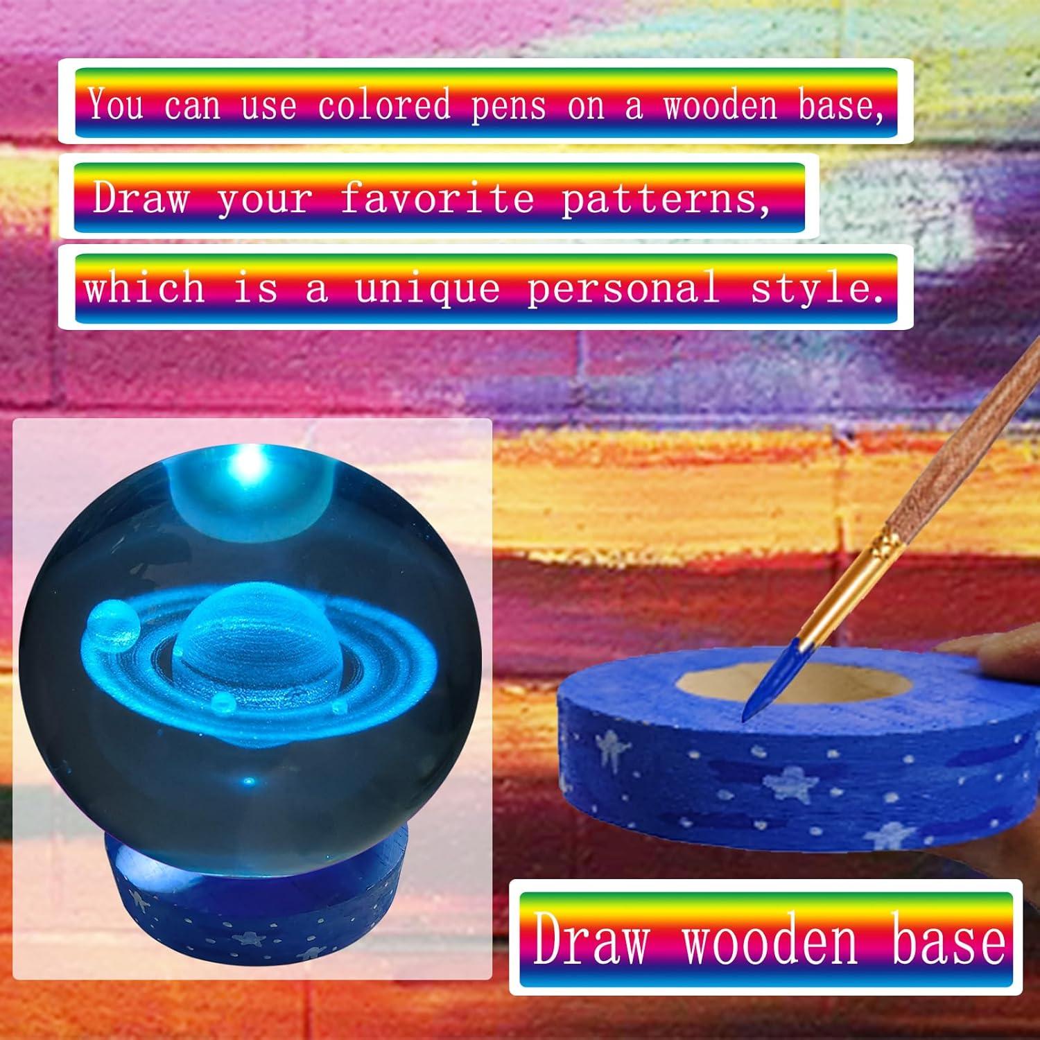 Bola de Cristal Saturno 80mm con Base LED Multicolor KAZETEC