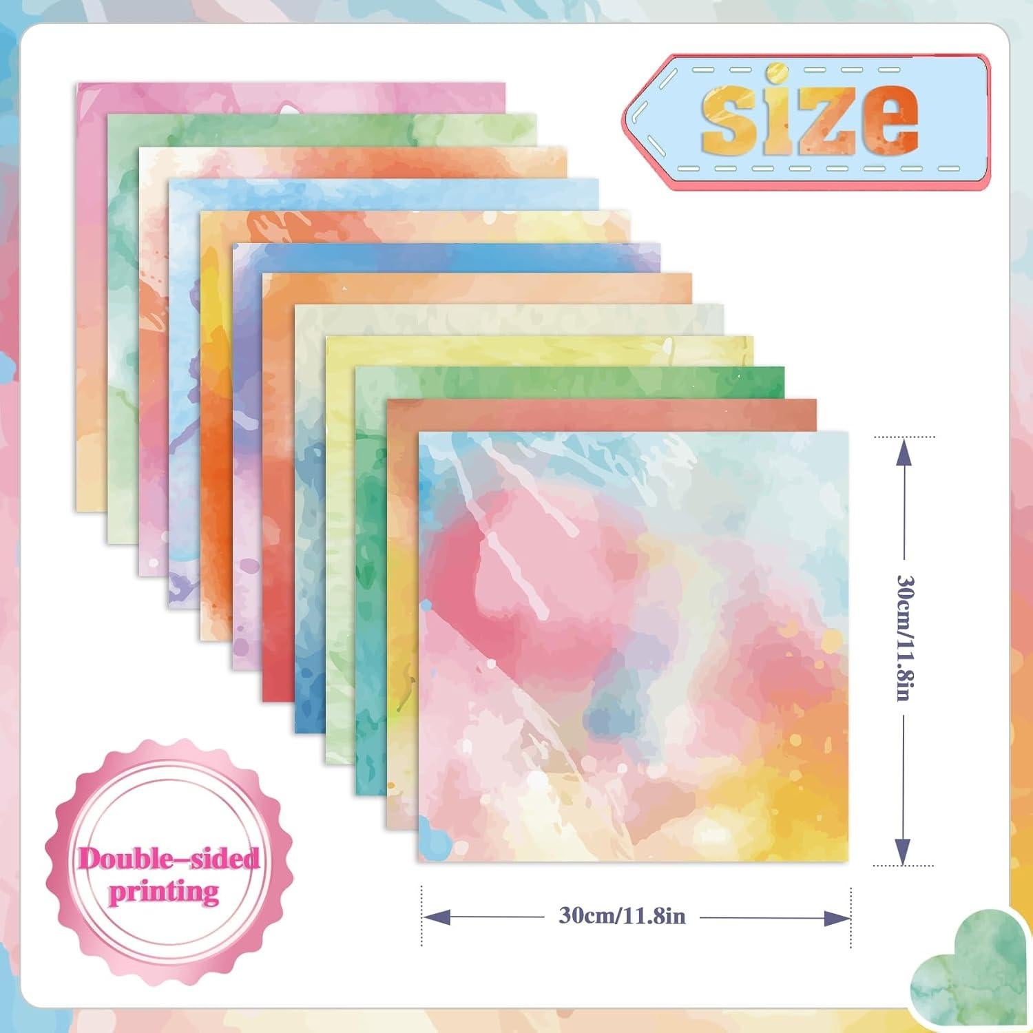 Konsait Papel de Acuarela 30x30 cm - 24 Hojas Doble Cara