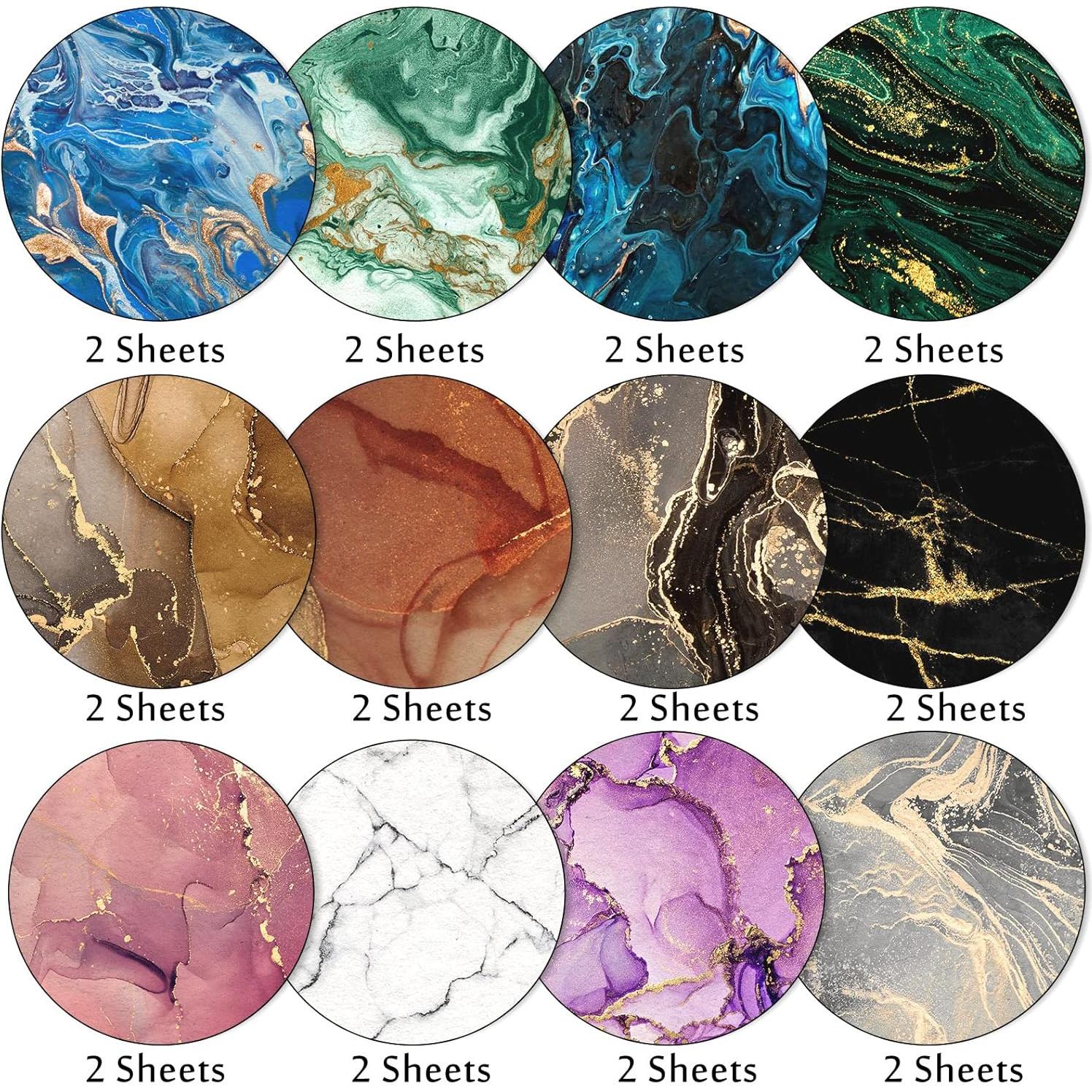 Conjunto de Papel Marmoleado Whaline 24 Hojas 30x30cm DIY