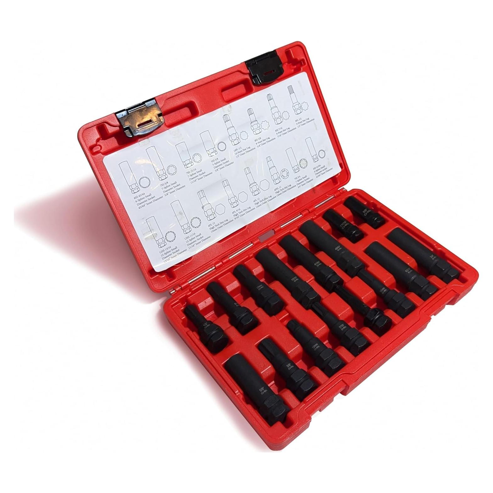 Juego de Llaves Maestras de Tuercas de Seguridad 16 Pzas