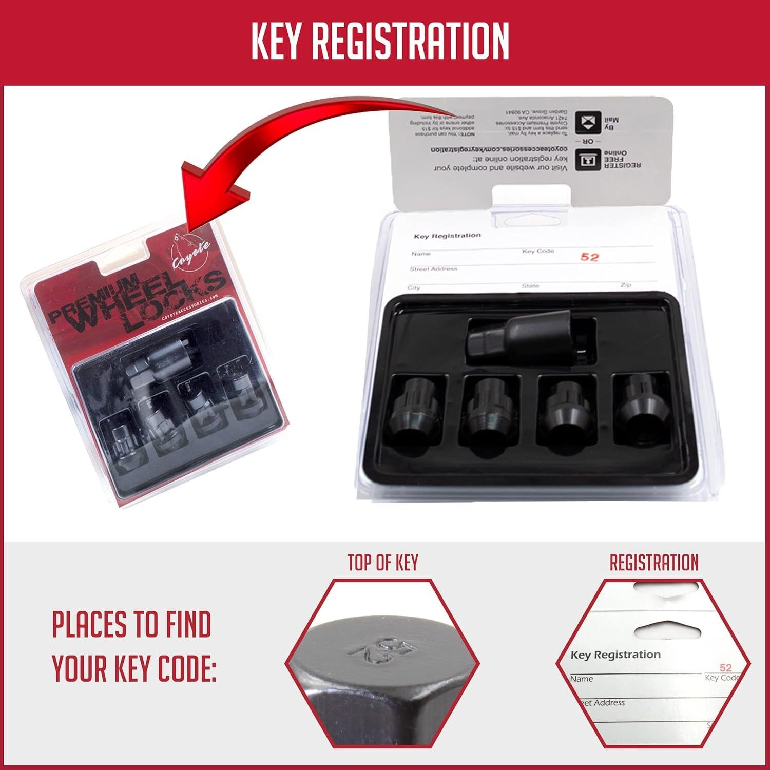 5 Cerraduras de Rueda Acorn Negras 1/2" Rosca para Jeep