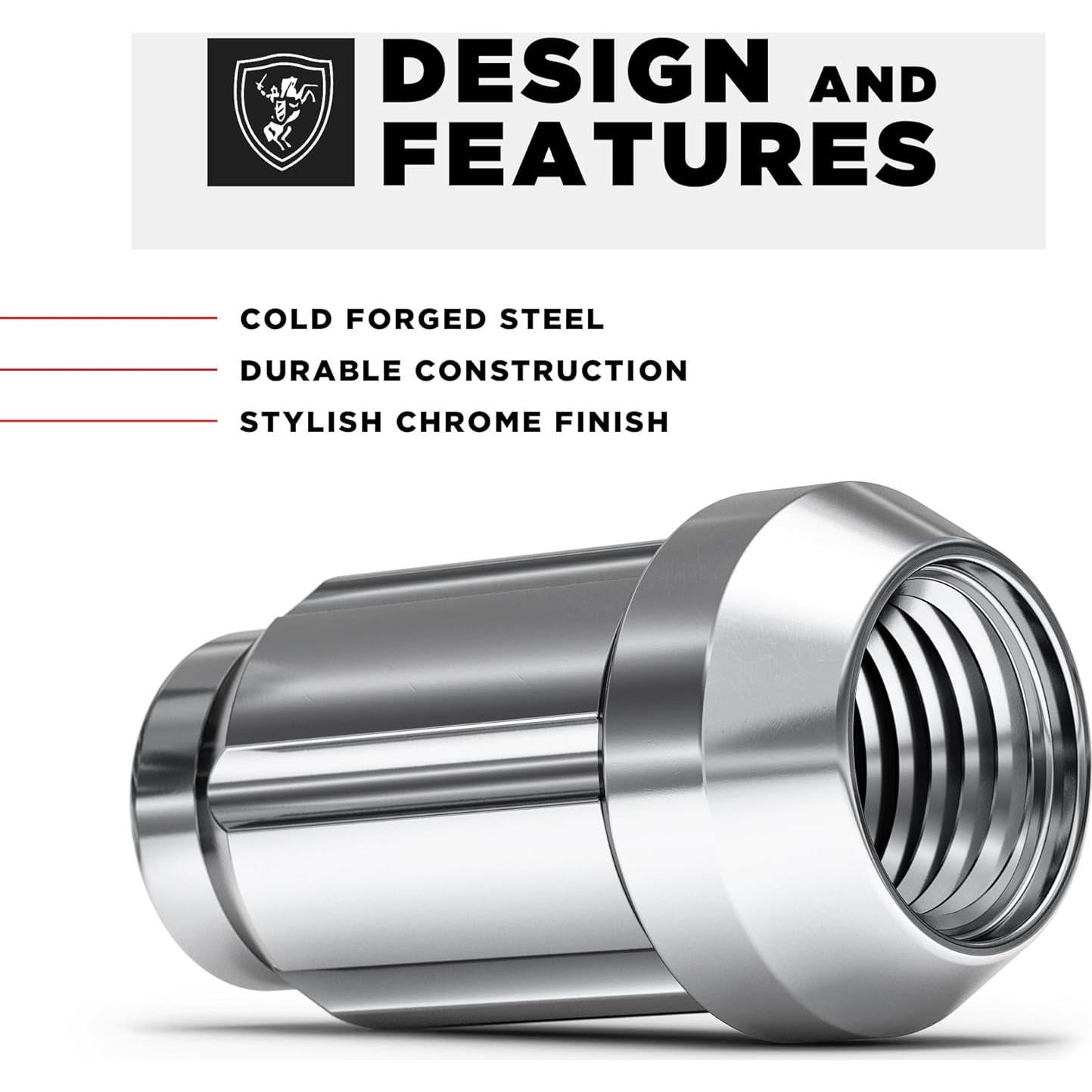 Tuerca de Rueda Cromo M12x1.5 White Knight - Paquete de 4