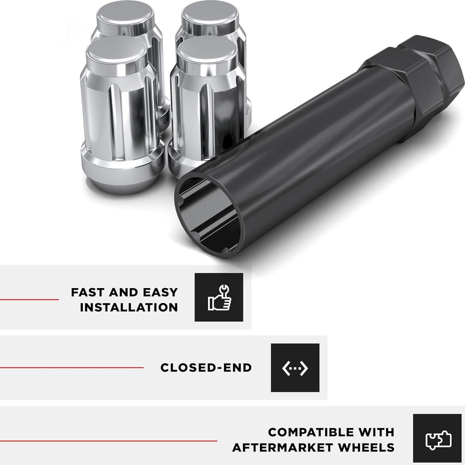 Tuerca de Rueda Cromo M12x1.5 White Knight - Paquete de 4