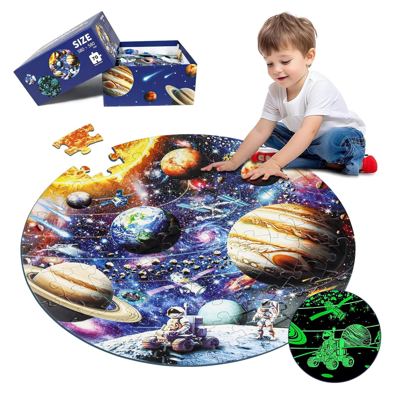 Rompecabezas del Sistema Solar Brilla en la Oscuridad 70 Piezas