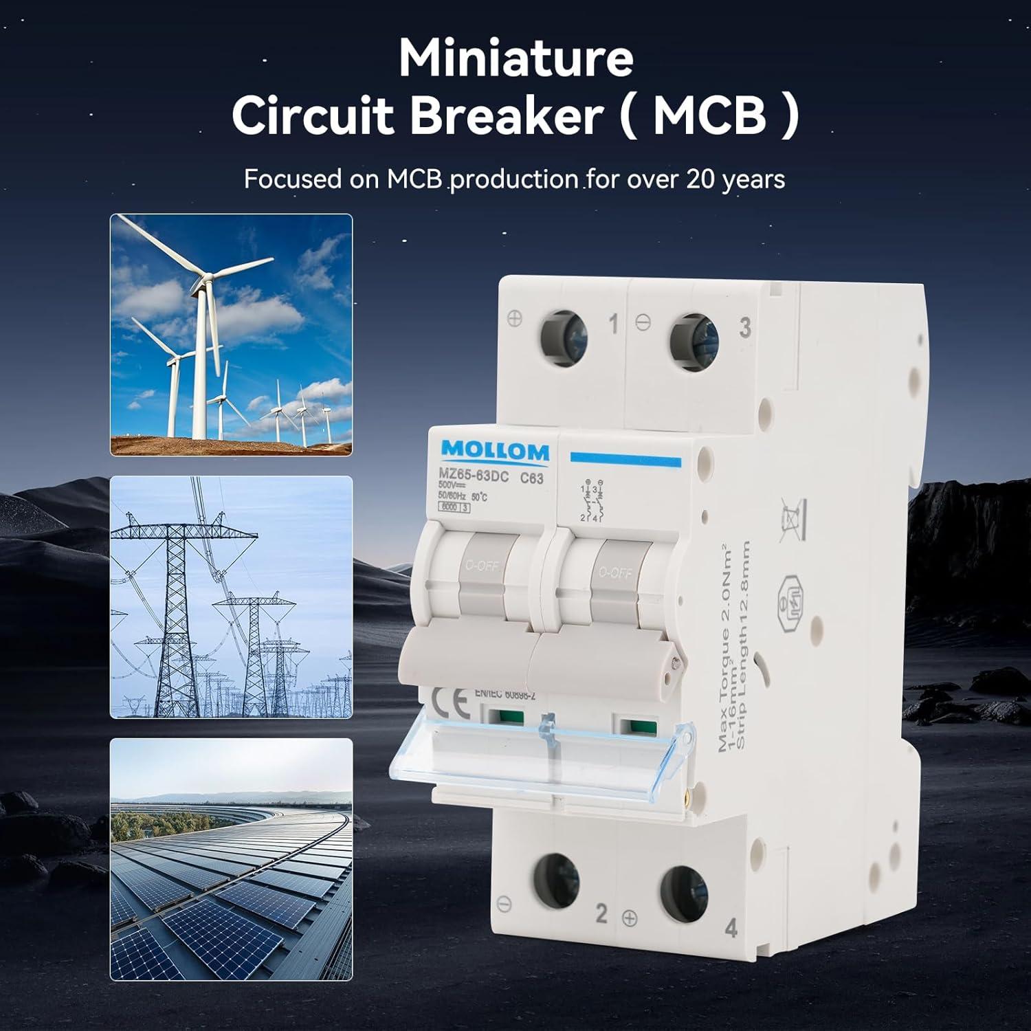 Interruptor Automático DC 250V 32A MOLLOM MCB 2 Polo