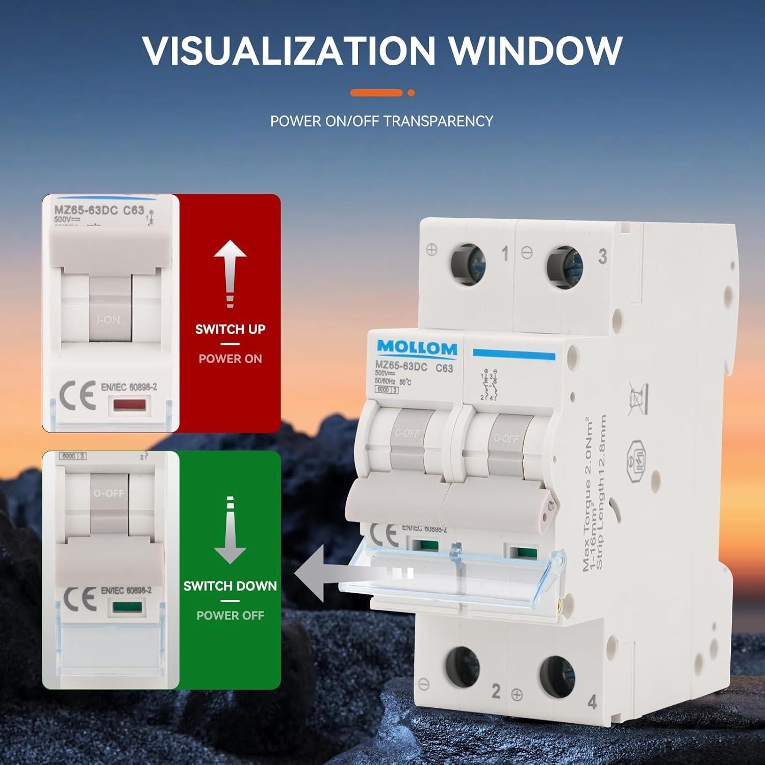 Interruptor Automático DC 250V 32A MOLLOM MCB 2 Polo