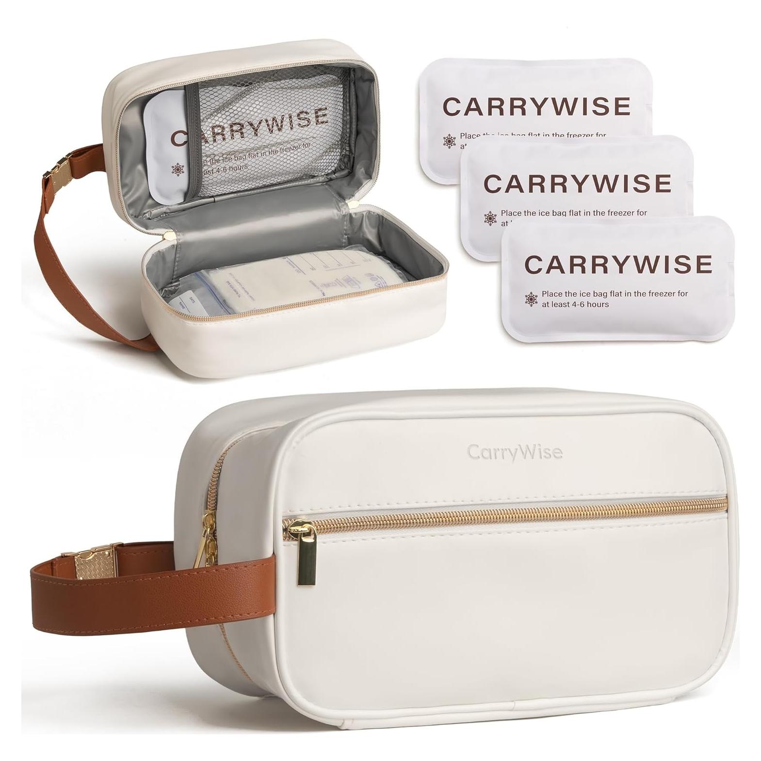 Bolsa de Viaje para Leche Materna CarryWise Blanca 26x12x15cm