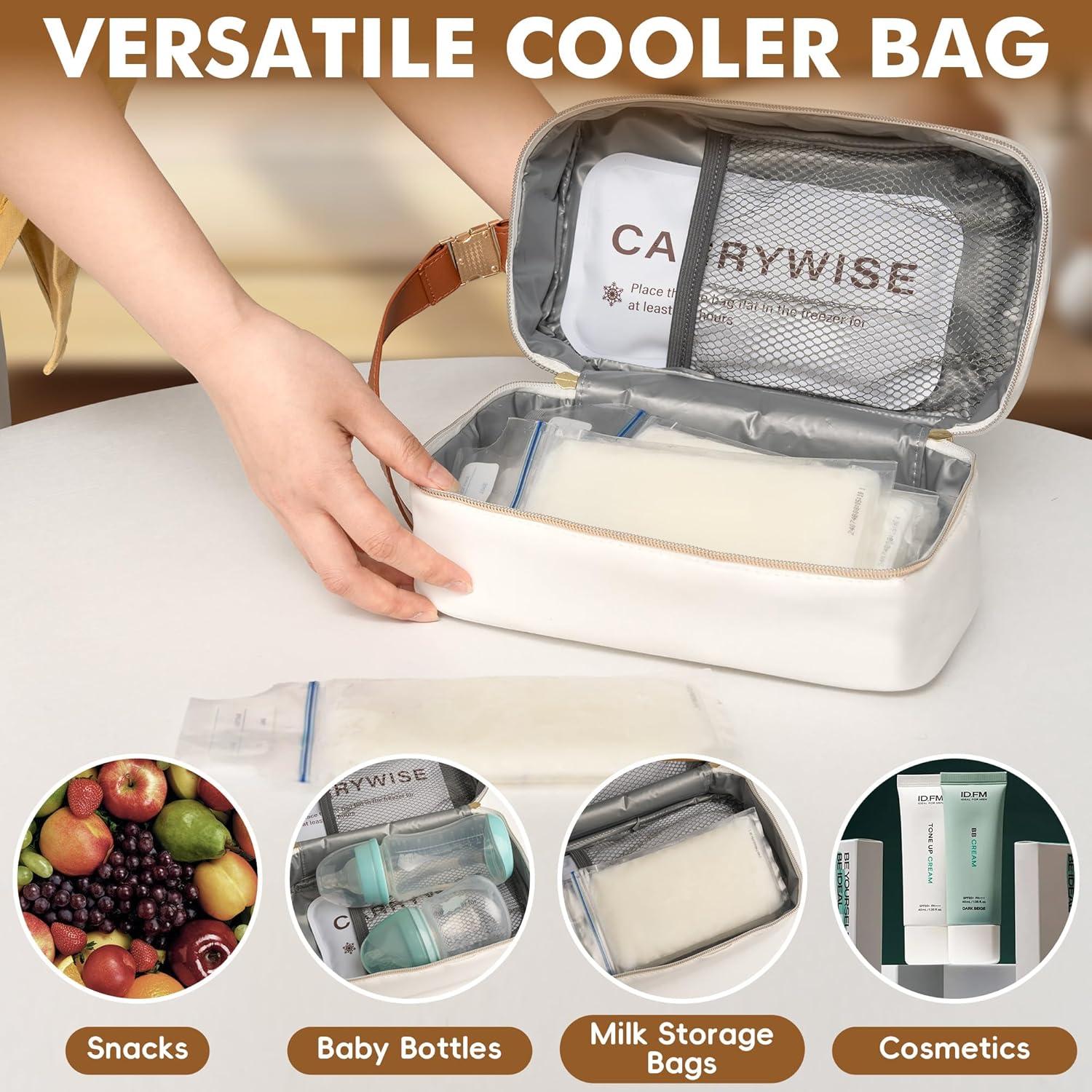 Bolsa de Viaje para Leche Materna CarryWise Blanca 26x12x15cm