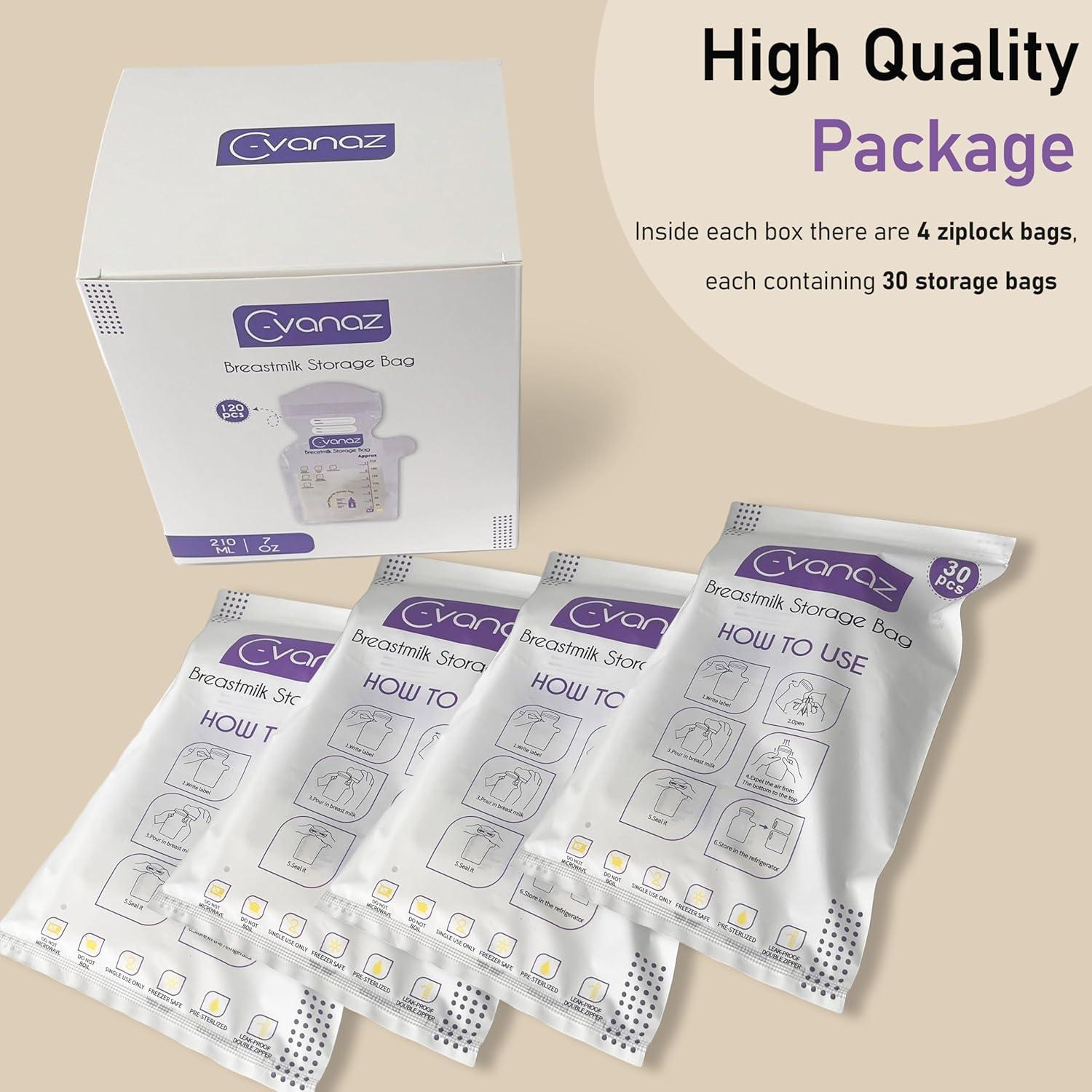 Bolsas de Almacenamiento de Leche Materna C-vanaz 210ml 120 Unidades