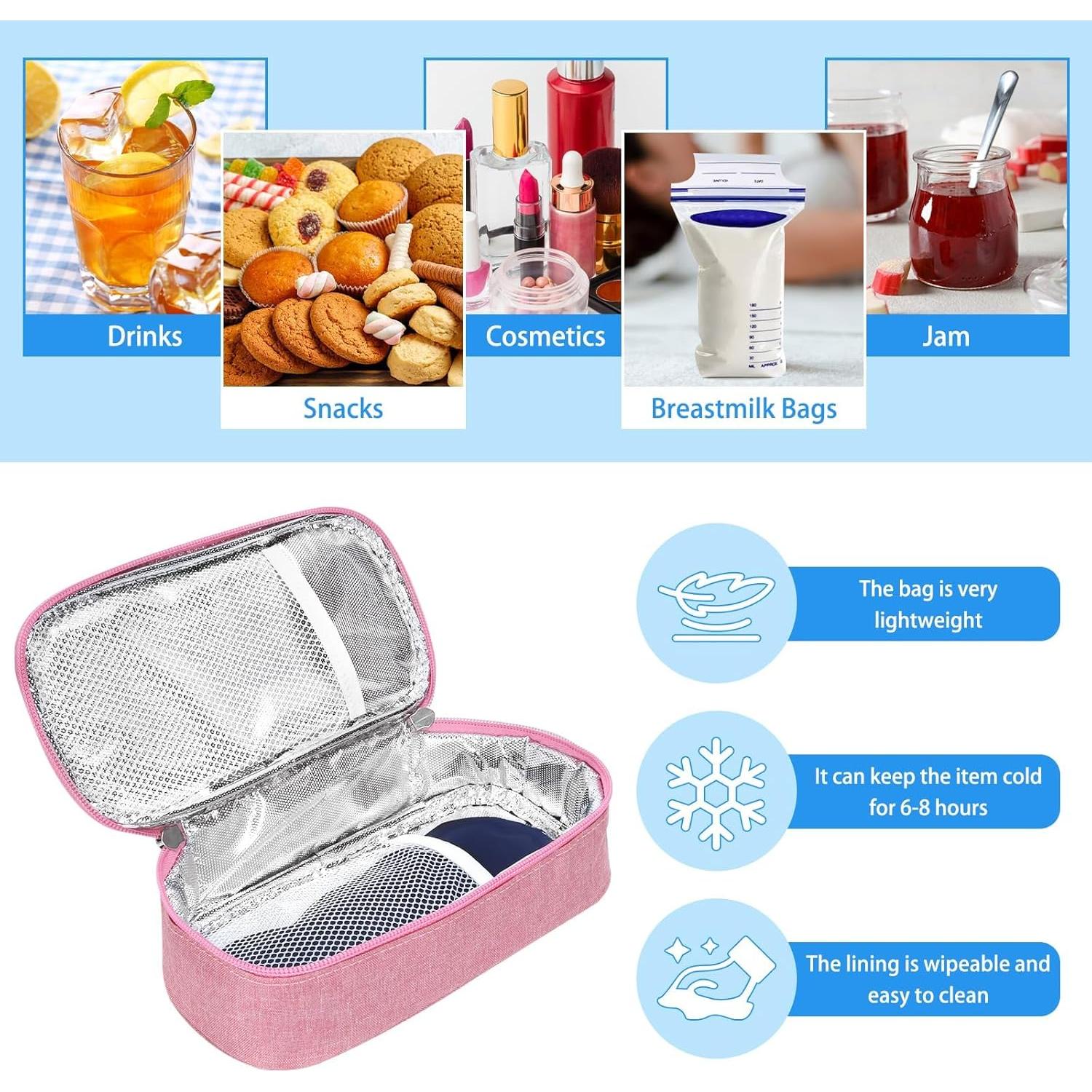 Bolsa de Enfriamiento para Leche Materna Rosa con Hielo