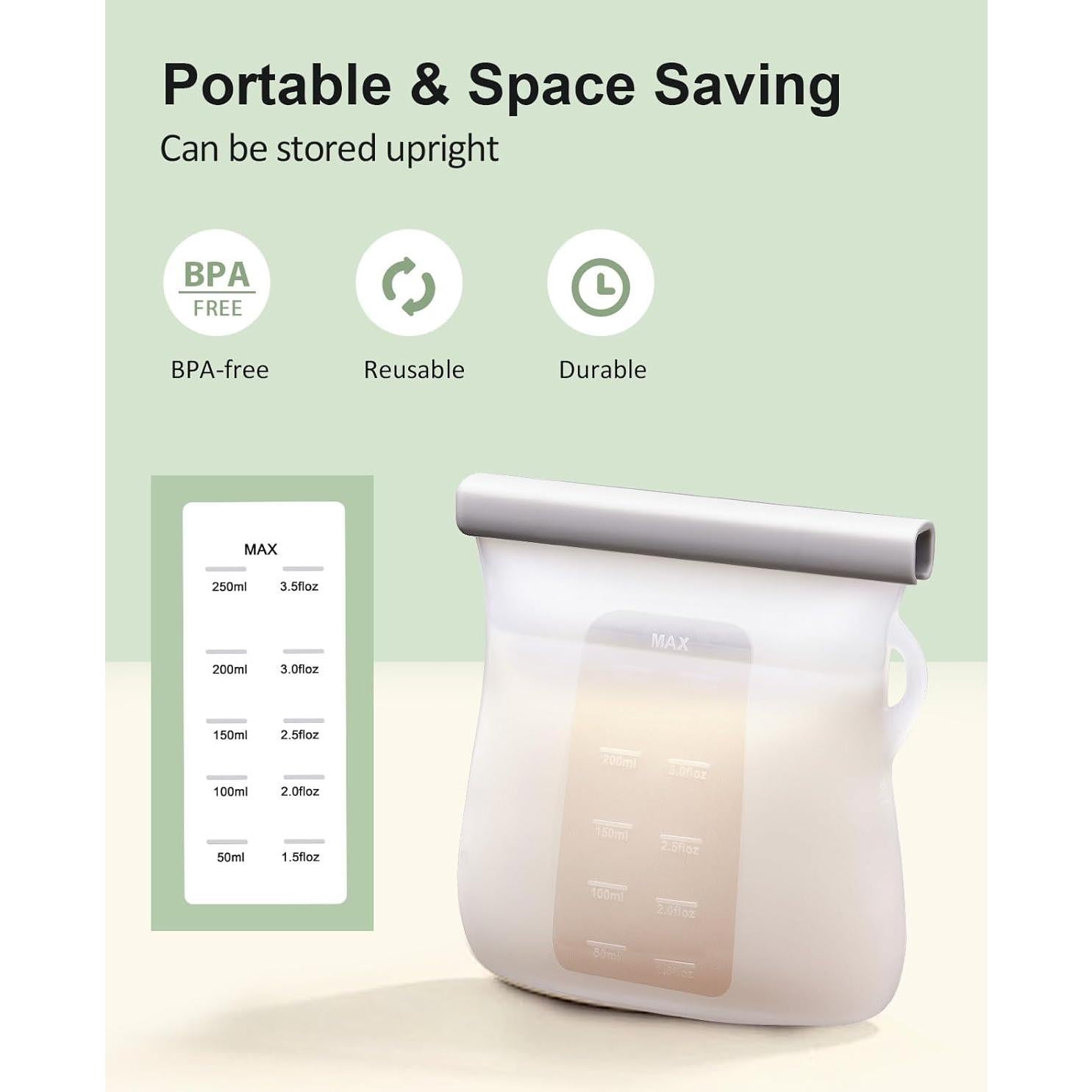 Lictin 8 Bolsas de Almacenamiento de Leche Materna 250ml Silicona