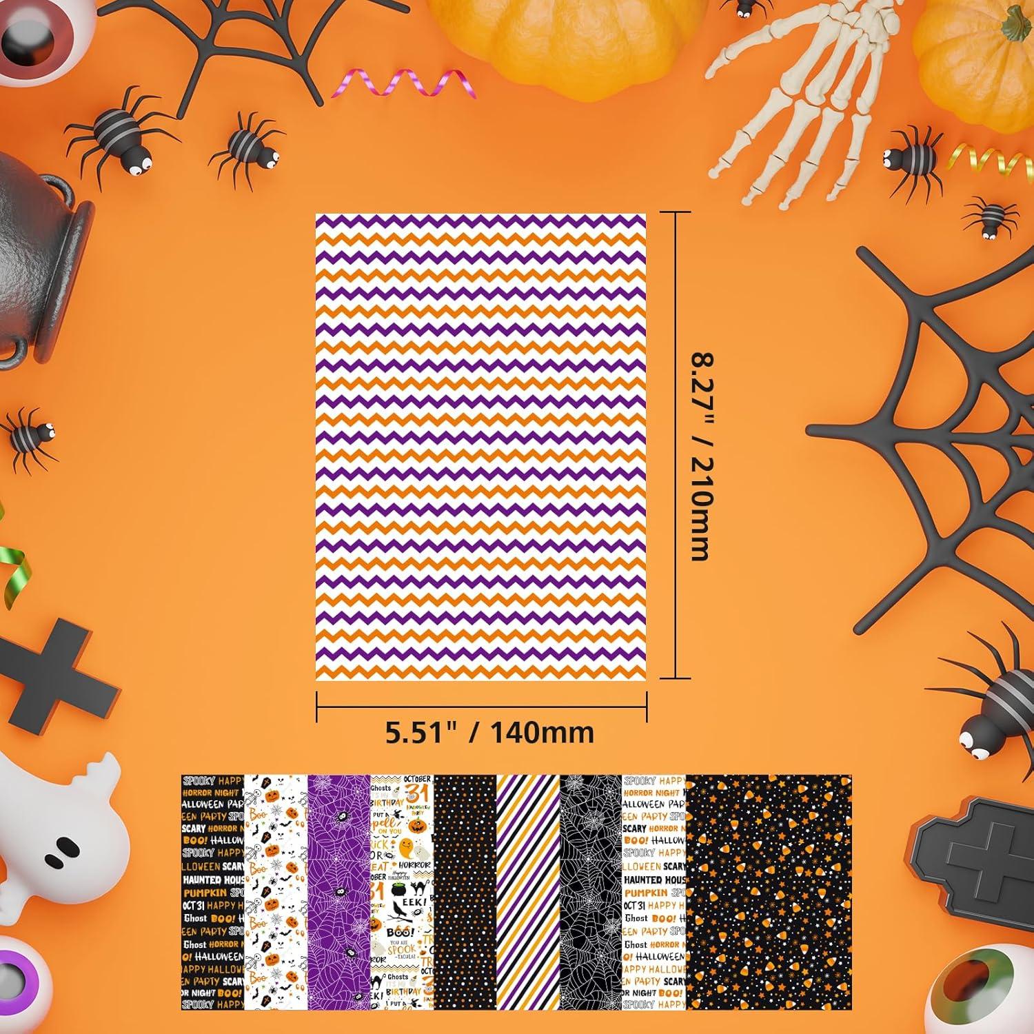 Conjunto de Papel de Patrón Halloween Morcheiong 100 Hojas A5