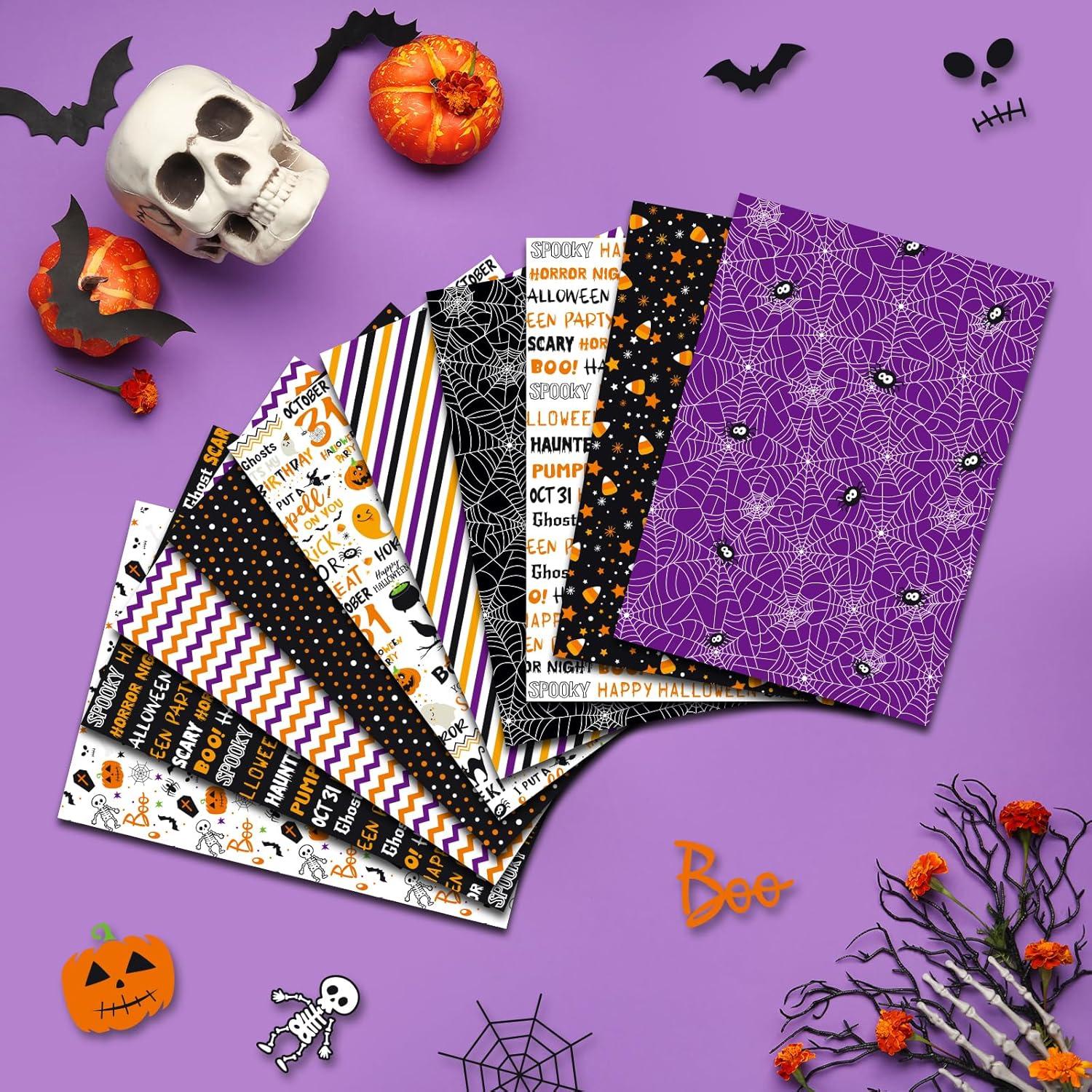Conjunto de Papel de Patrón Halloween Morcheiong 100 Hojas A5
