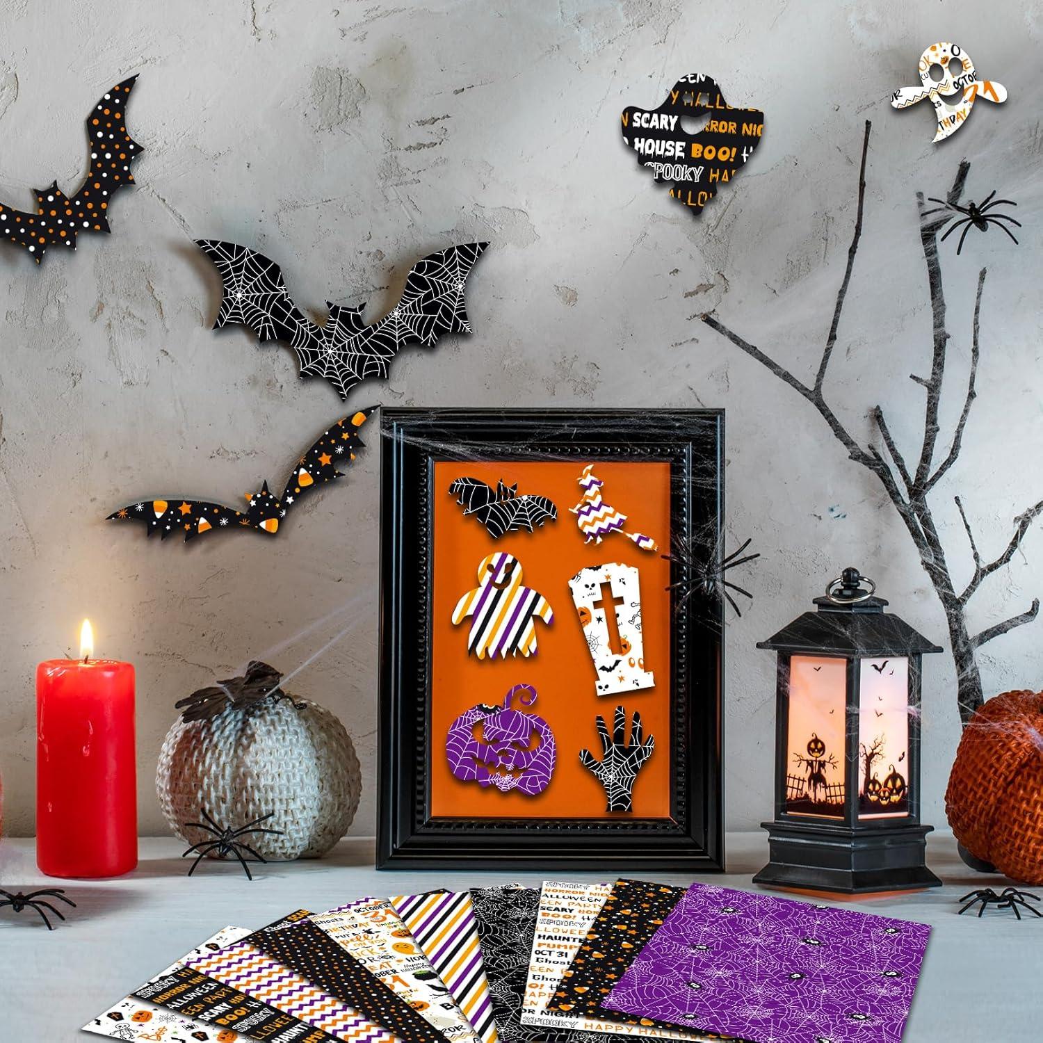 Conjunto de Papel de Patrón Halloween Morcheiong 100 Hojas A5