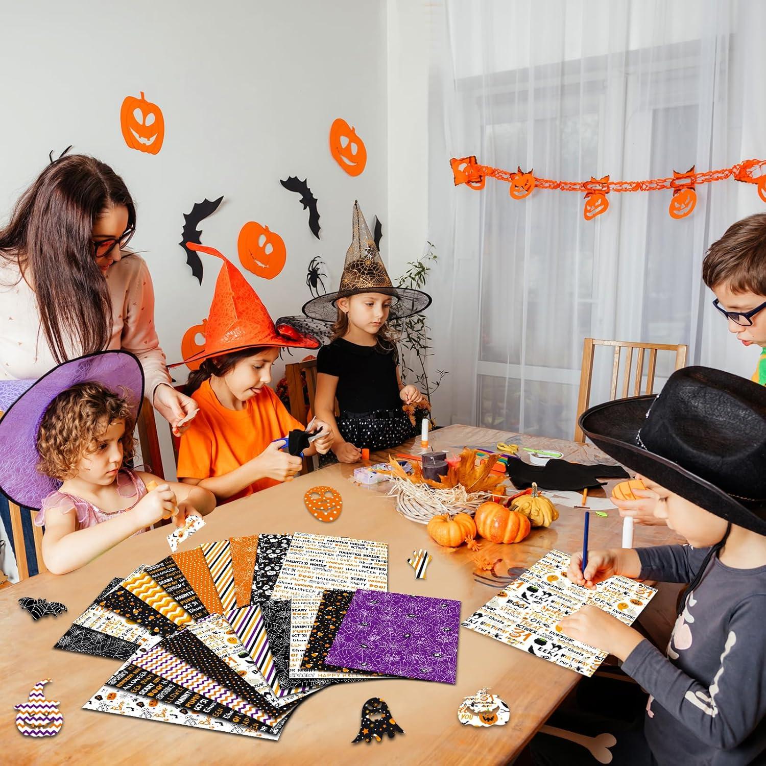 Conjunto de Papel de Patrón Halloween Morcheiong 100 Hojas A5