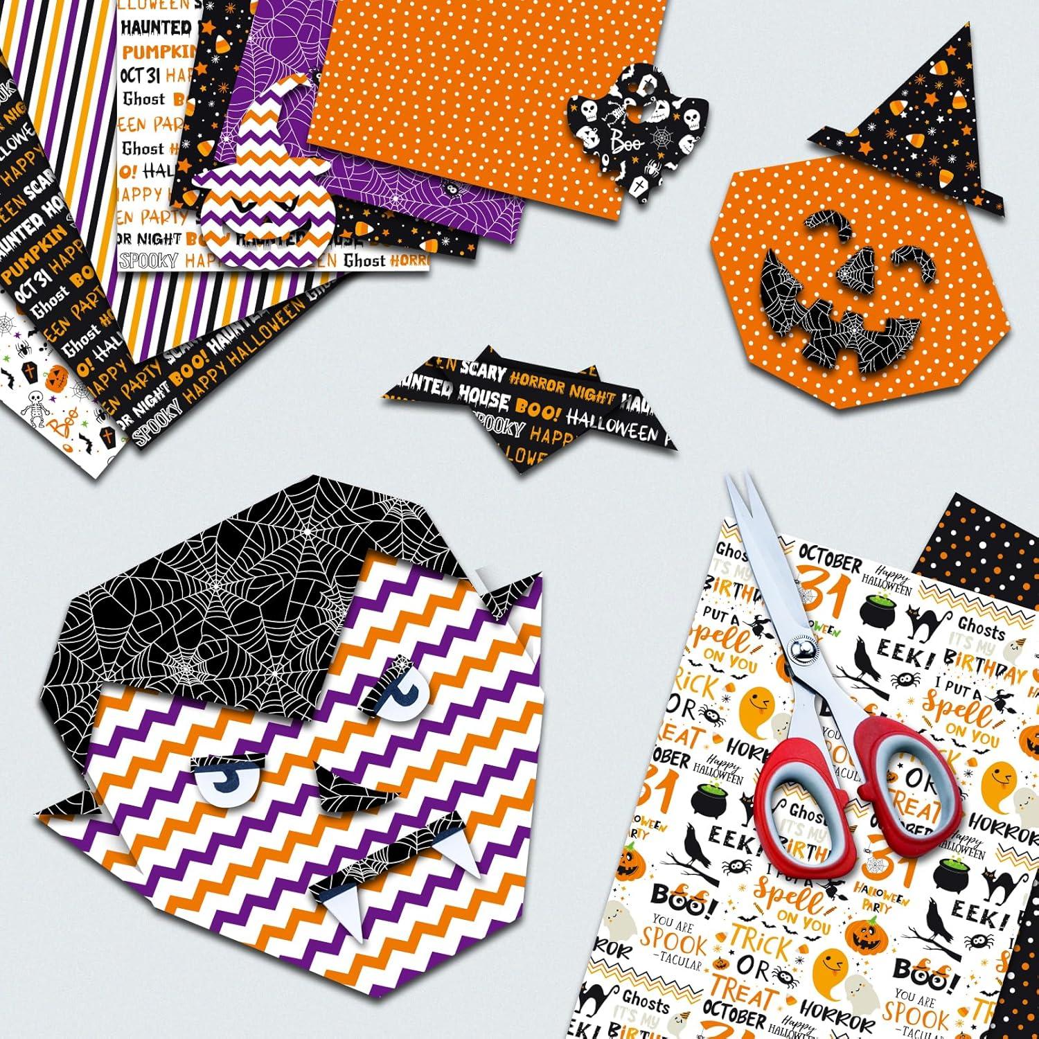 Conjunto de Papel de Patrón Halloween Morcheiong 100 Hojas A5