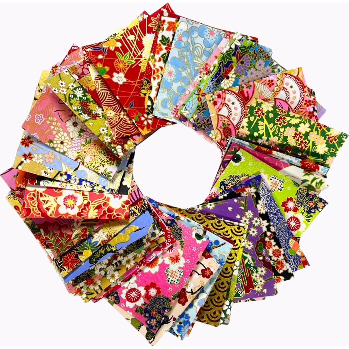 50 Papeles de Origami Washi Origamipolly 3x3" (7.61 cm) Patrones Japoneses