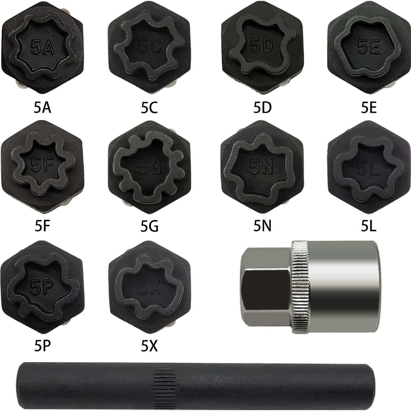 Kit de Llave de Tuerca de Bloqueo de Rueda 12PCS JEUCLEL