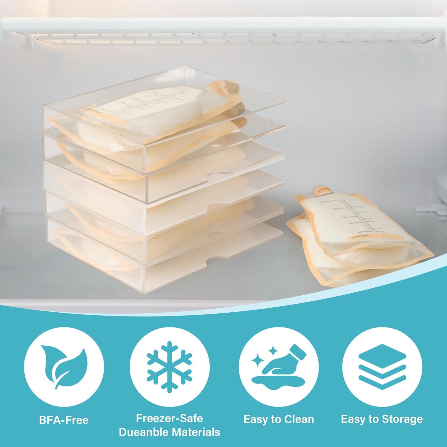 4 Piezas Congelador Plano para Almacenamiento de Leche Materna