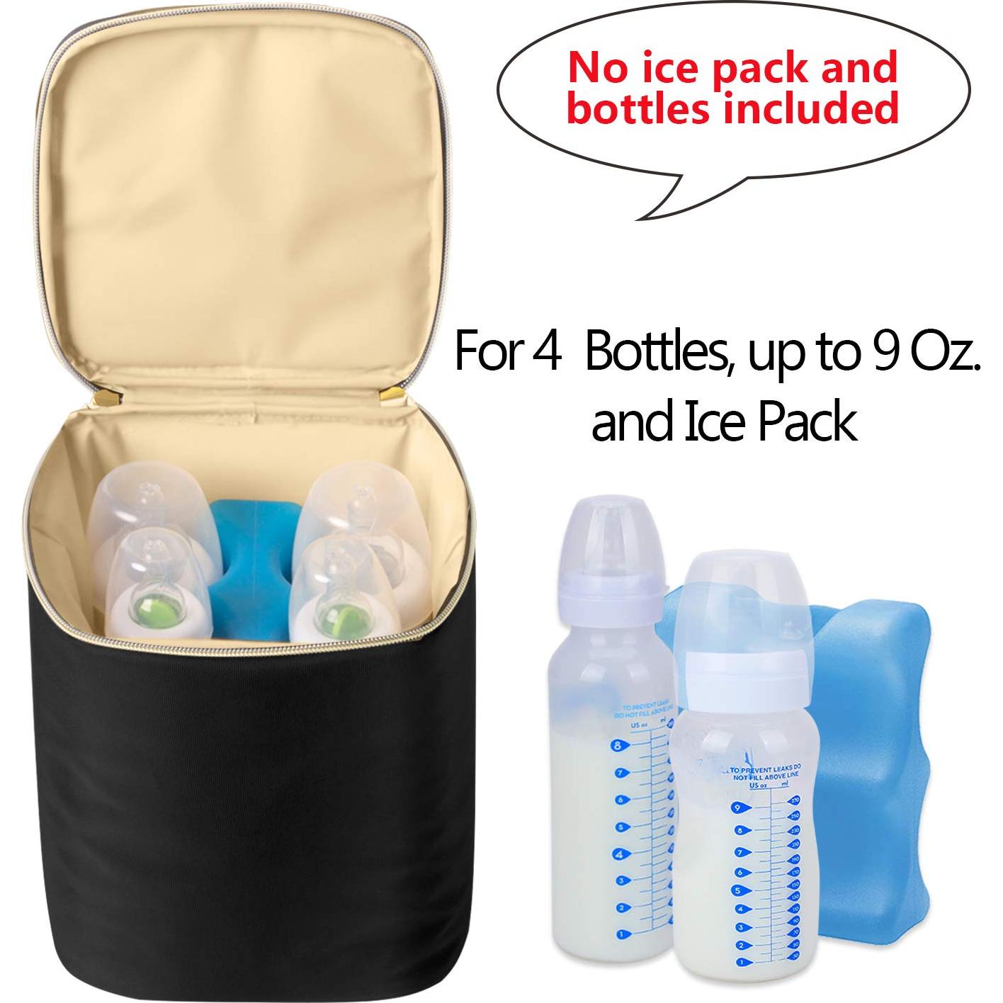 Bolsa Enfriadora de Leche Materna Teamoy Negra para 4 Biberones