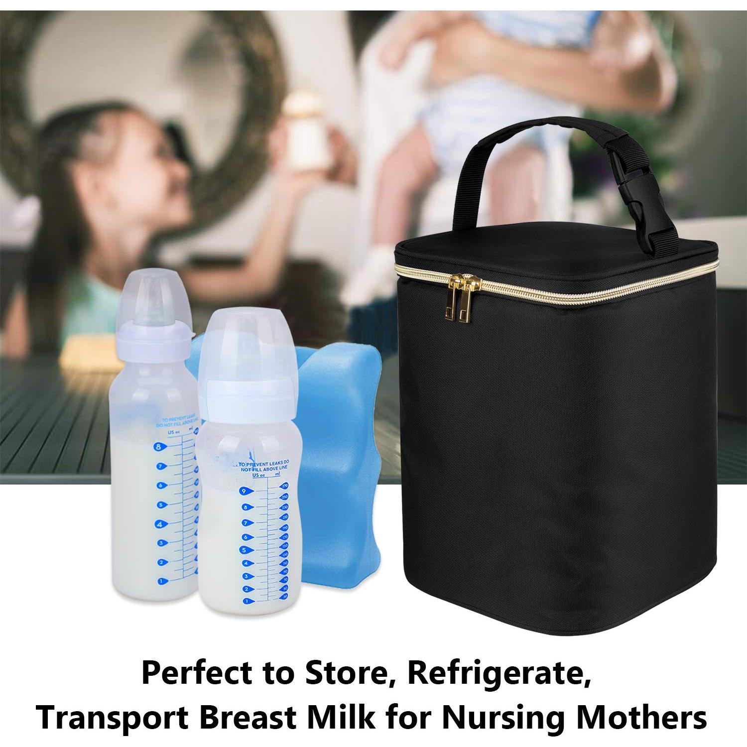 Bolsa Enfriadora de Leche Materna Teamoy Negra para 4 Biberones