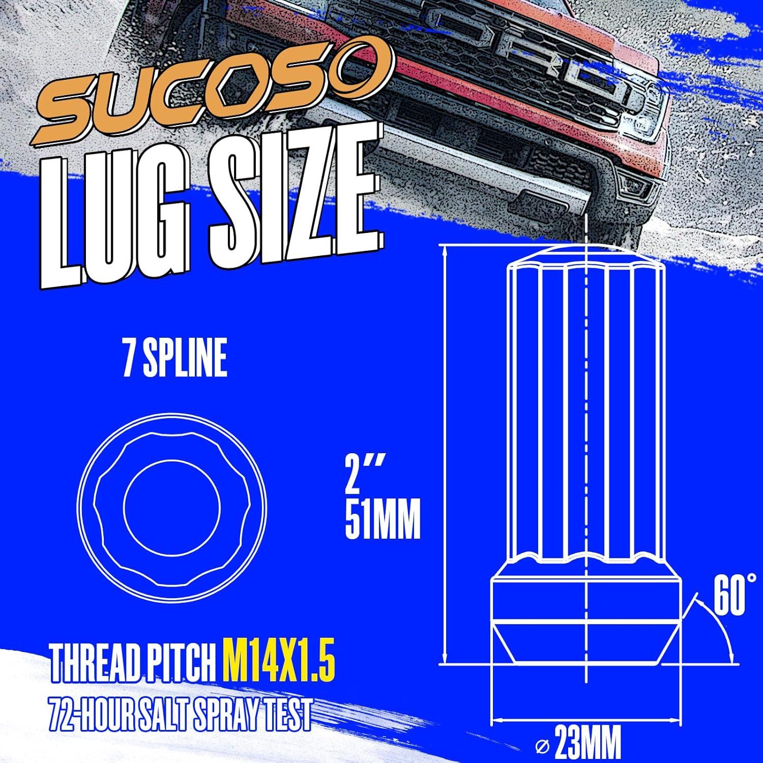 Tuercas de Rueda M14x1.5 SUCOSO 32pcs Negro 50mm Cónicas