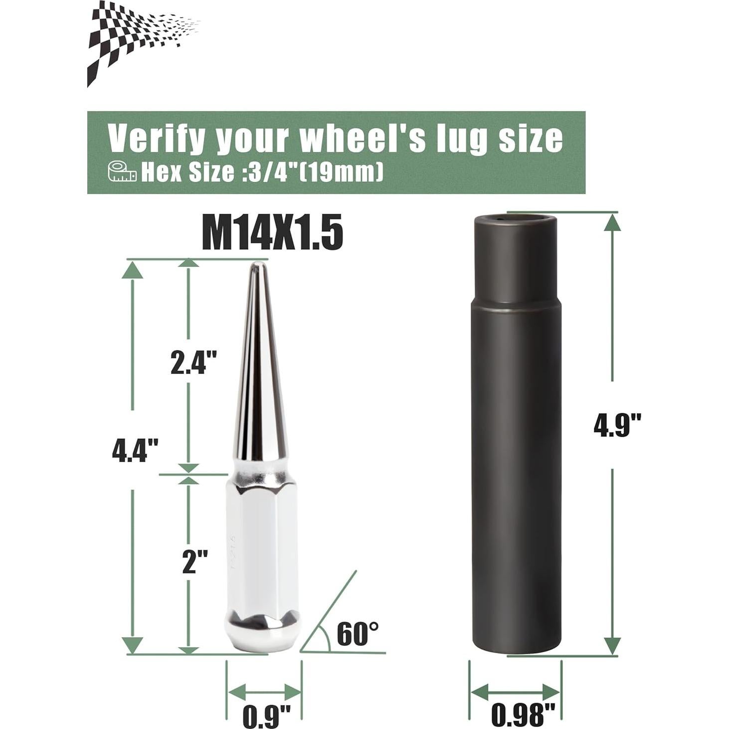 Tuercas de Pico M14x1.5 Cromo Glorider 24pcs 112mm