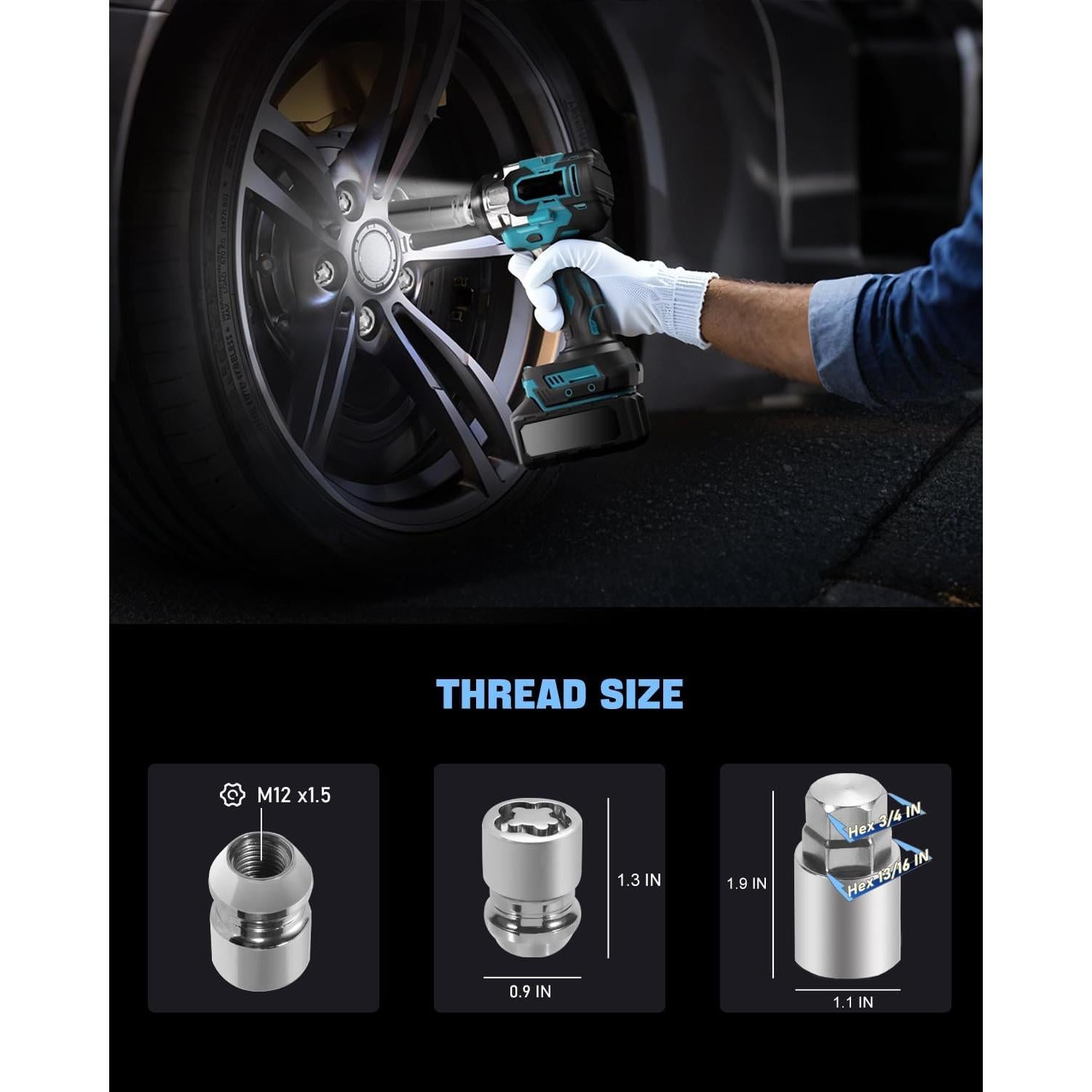 Bloqueos de Rueda Maureen M12 x 1.50 con Llave 13/16"