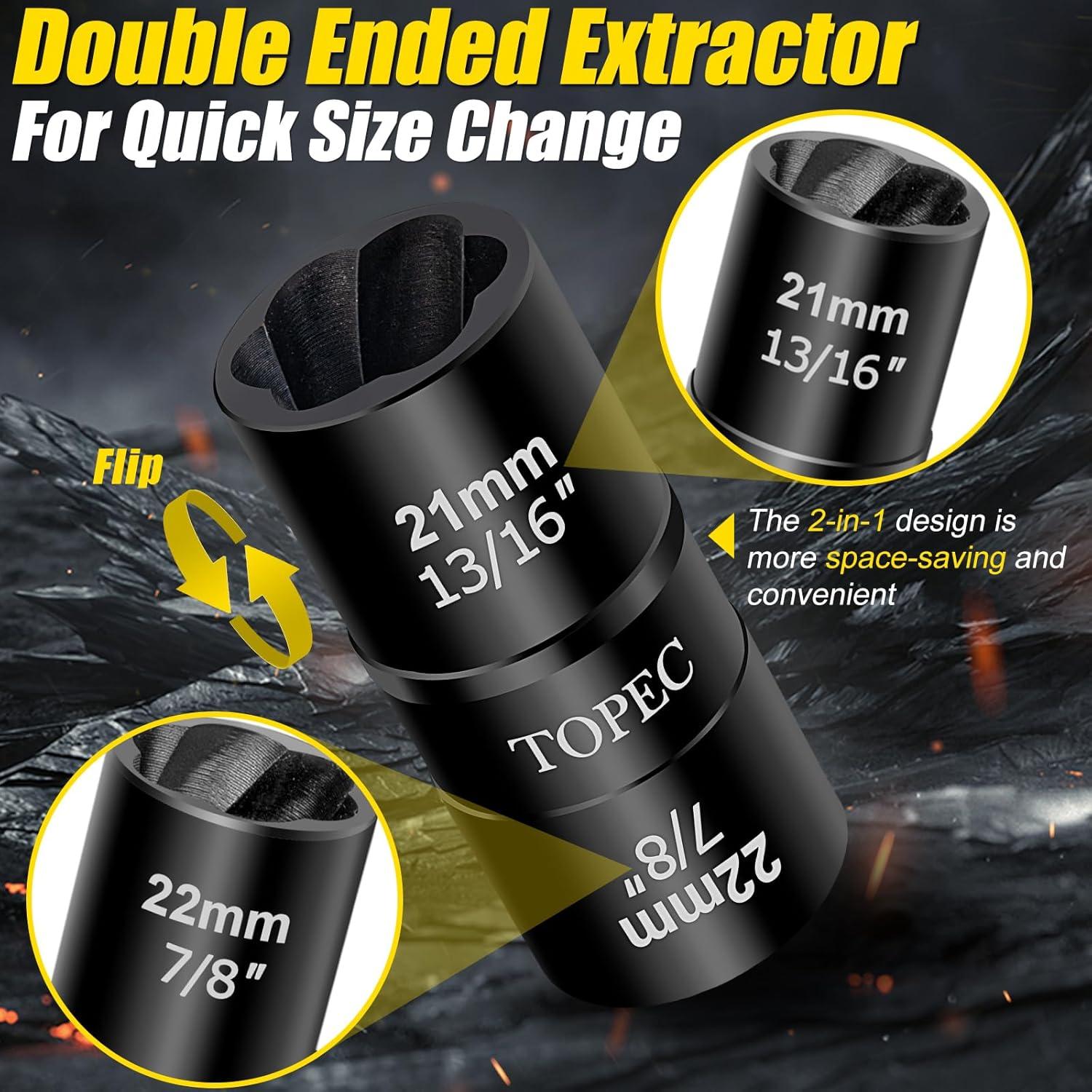 Kit de Eliminación de Tuercas Topec Flip 5 Piezas 17-27mm