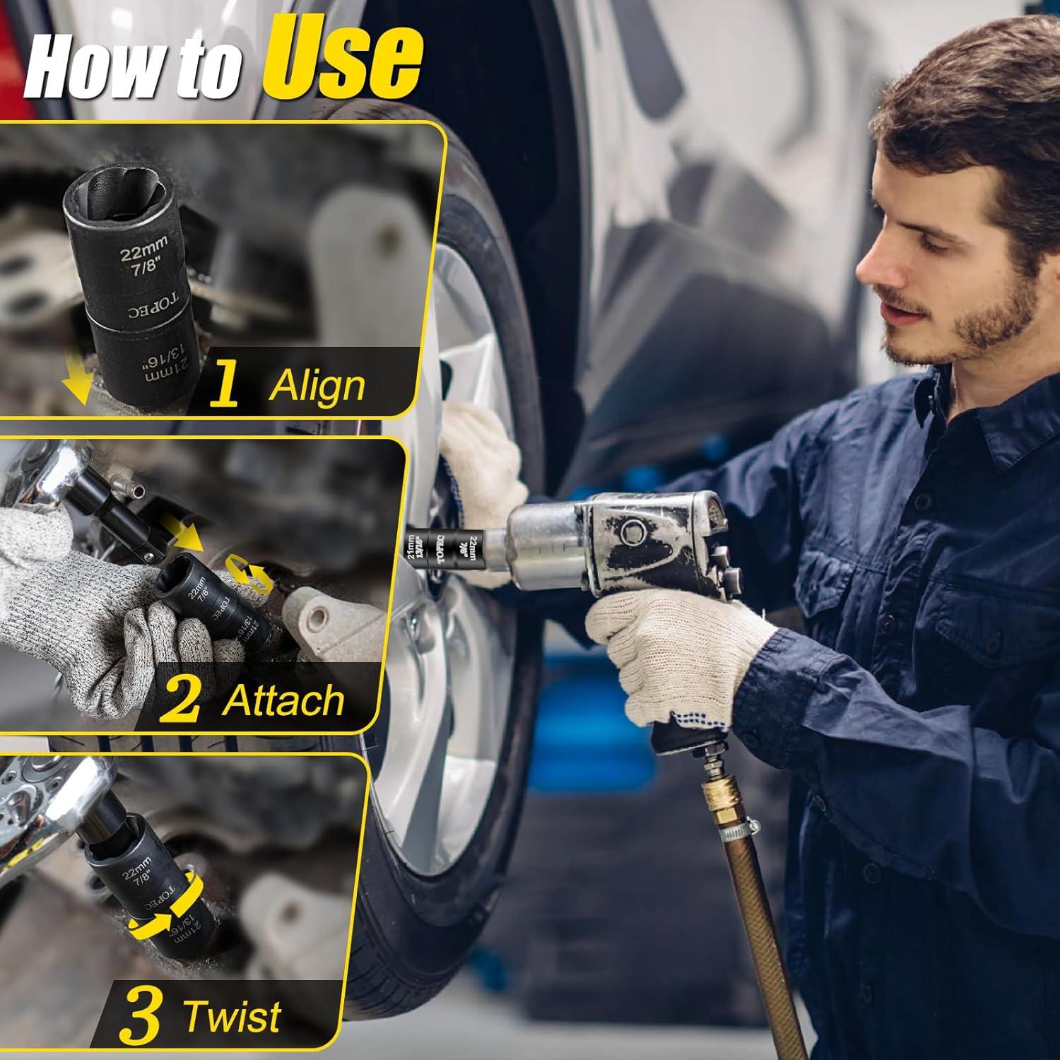 Kit de Eliminación de Tuercas Topec Flip 5 Piezas 17-27mm