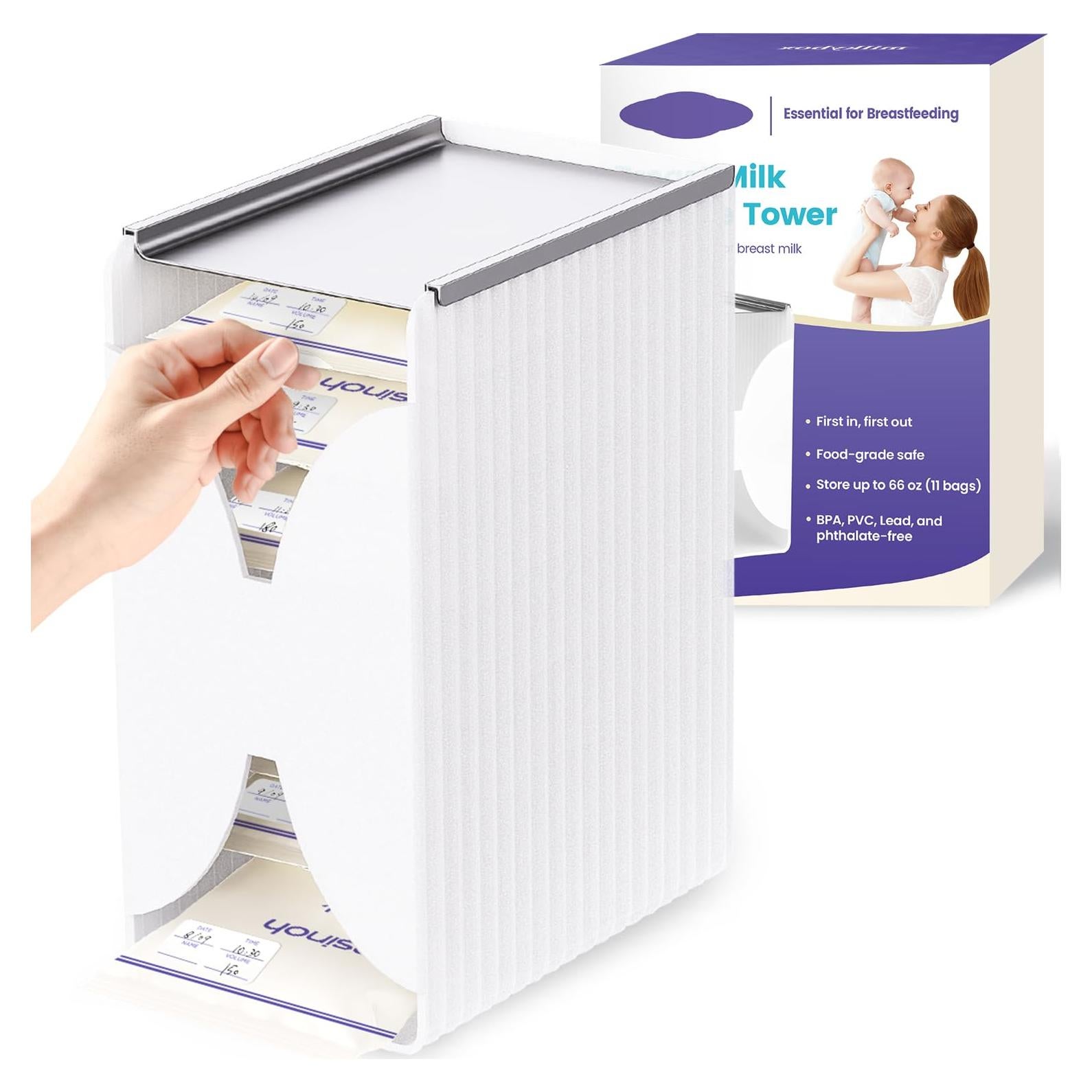 Organizador Torre para Almacenamiento de Leche Materna - Blanco