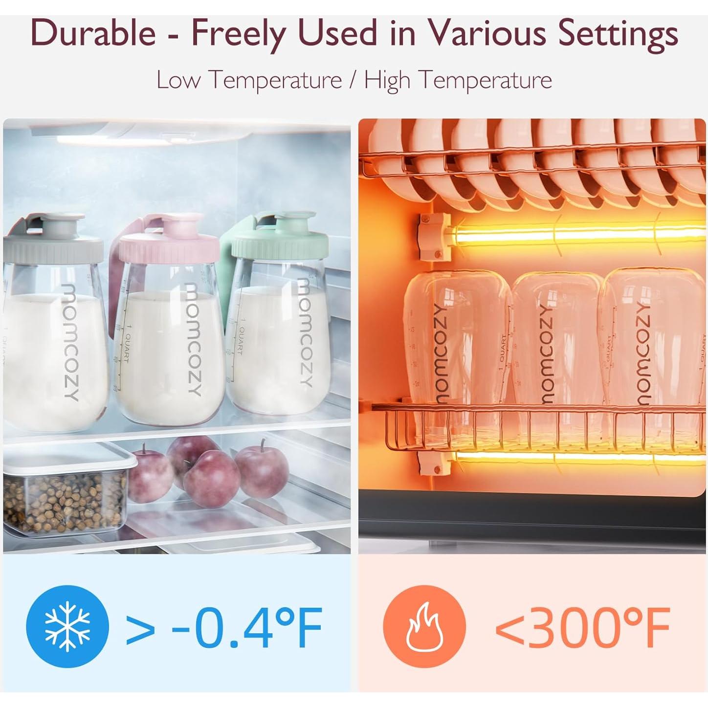 Jarra de Leche Materna Momcozy de Vidrio Resistente al Calor