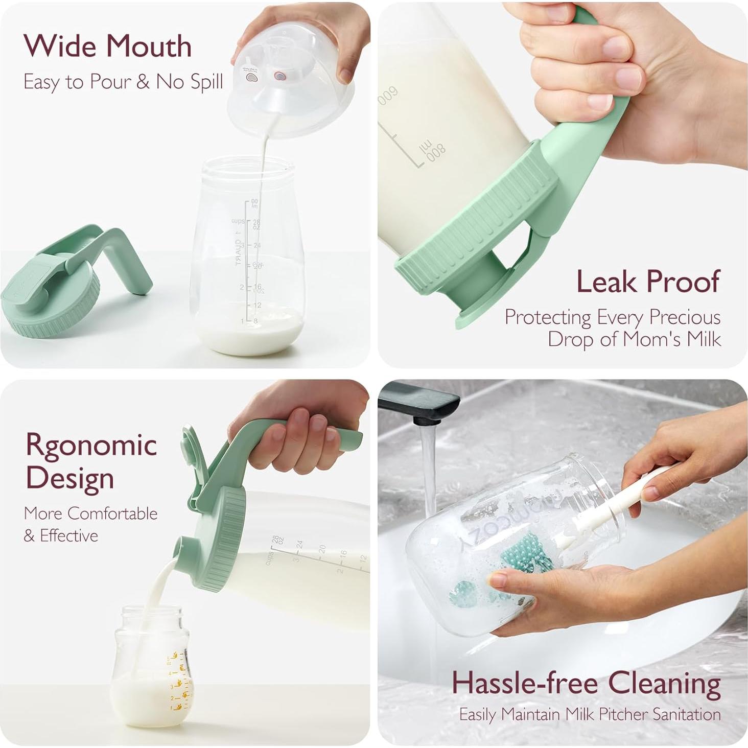 Jarra de Leche Materna Momcozy de Vidrio Resistente al Calor