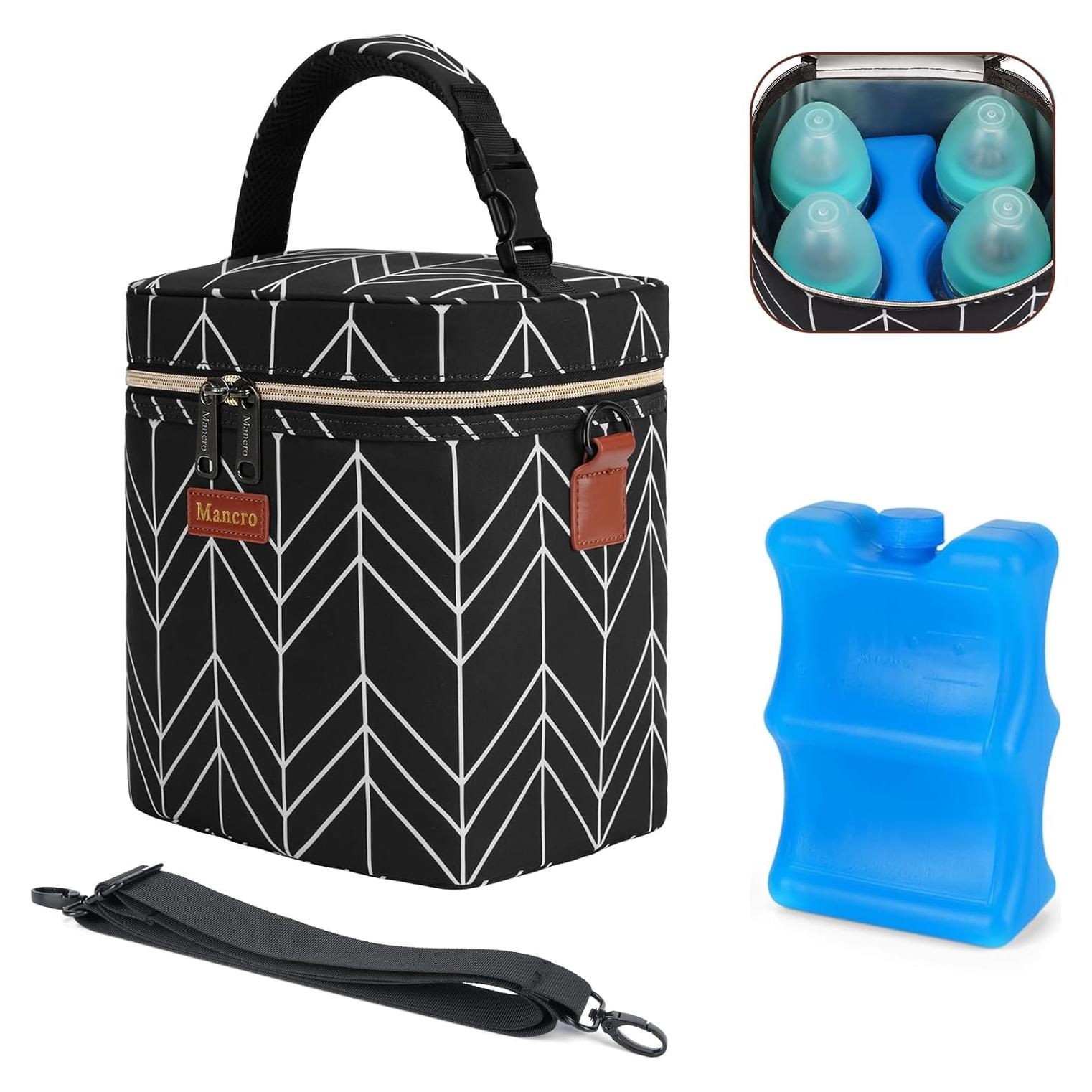 Bolsa Térmica para Leche Materna Mancro - Onda Negra, 4 Biberones
