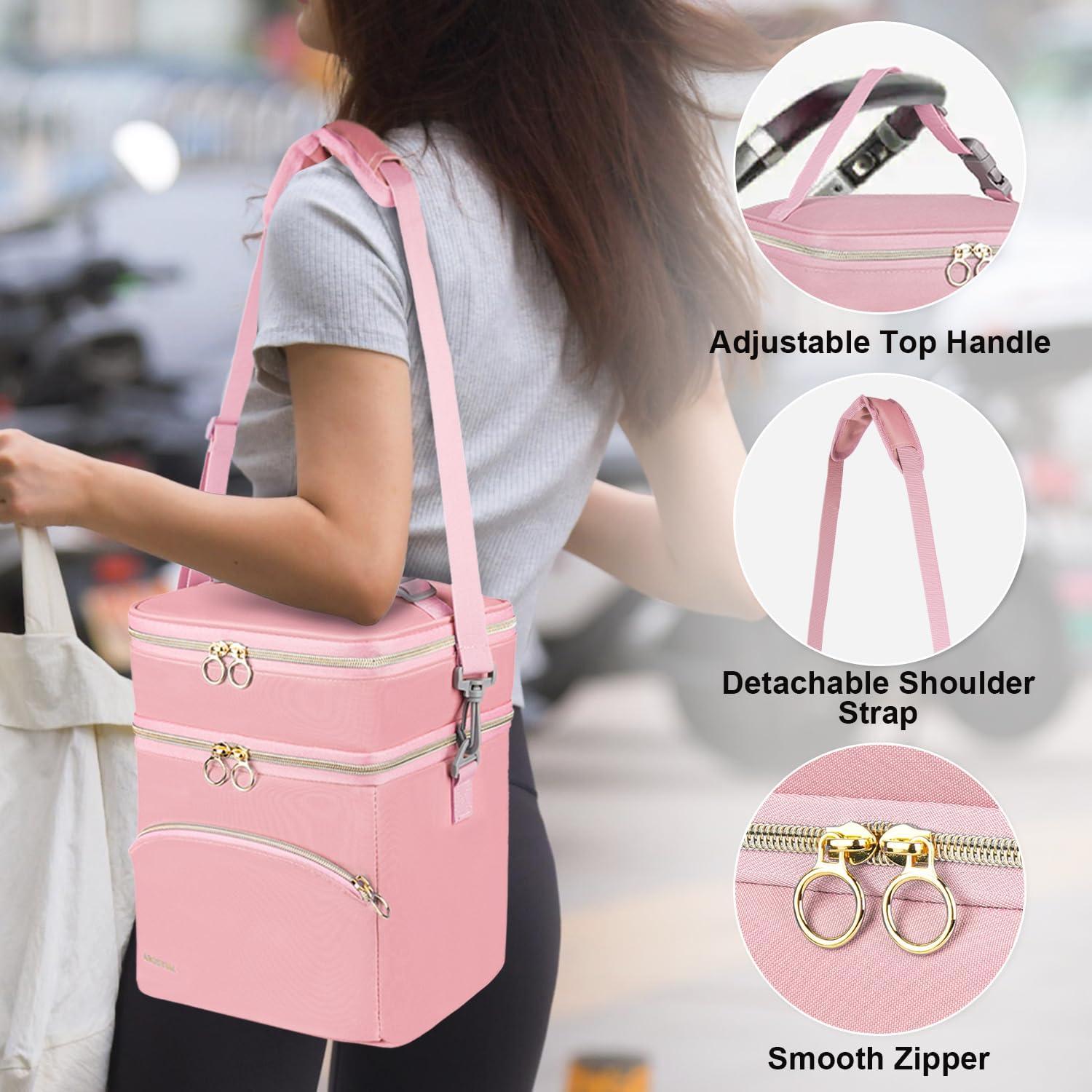 Bolsa Térmica Jaffzora para Leche Materna Rosa 6 Biberones