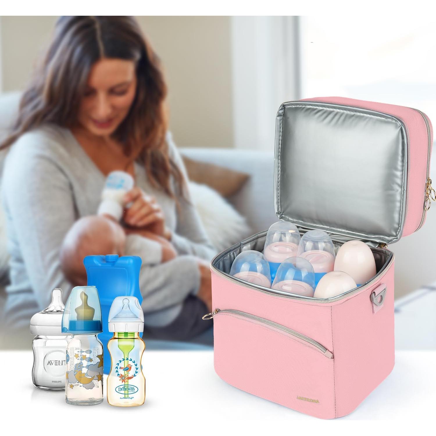 Bolsa Térmica Jaffzora para Leche Materna Rosa 6 Biberones