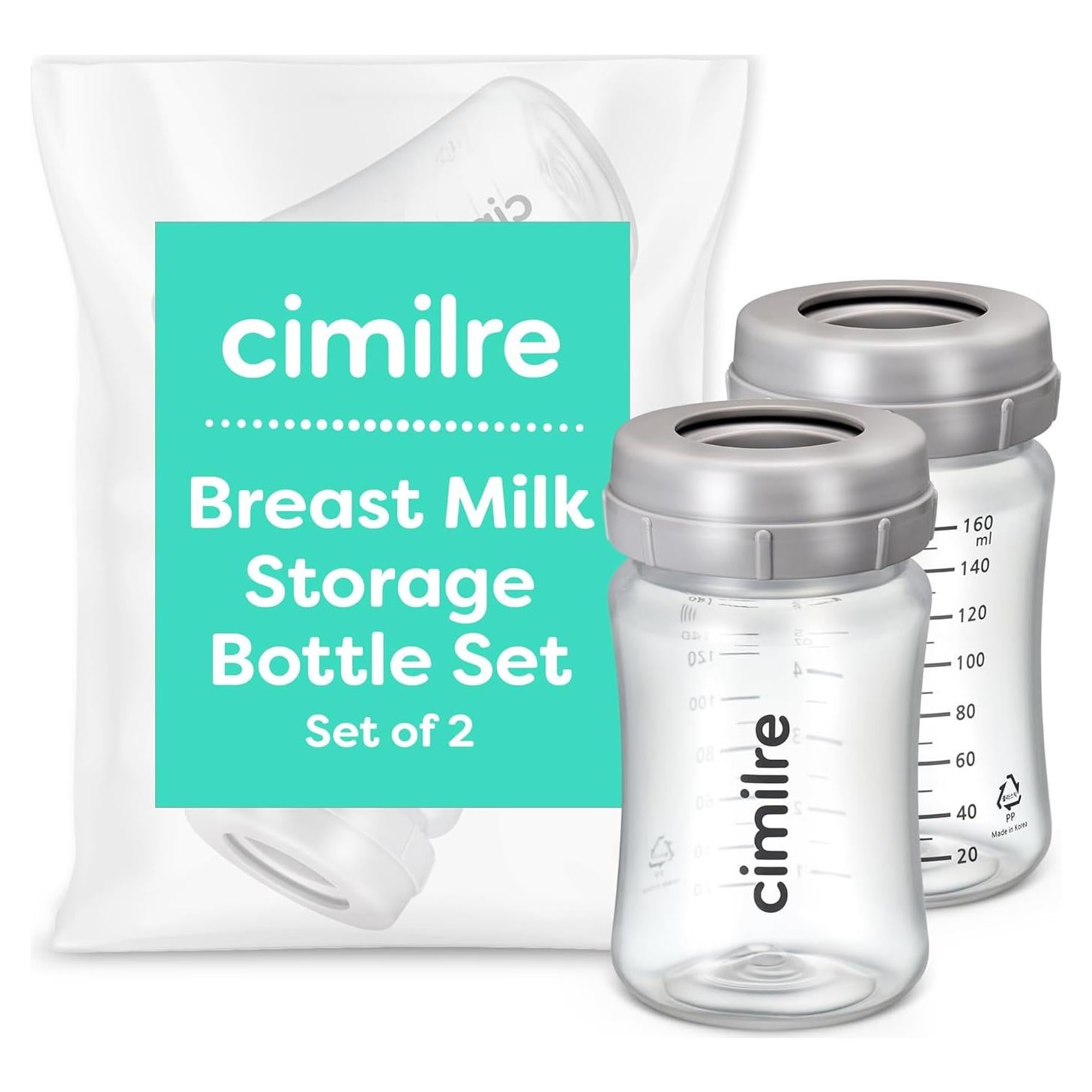 Juego de Botellas de Almacenamiento de Leche Materna Cimilre 5 oz (2 Piezas)