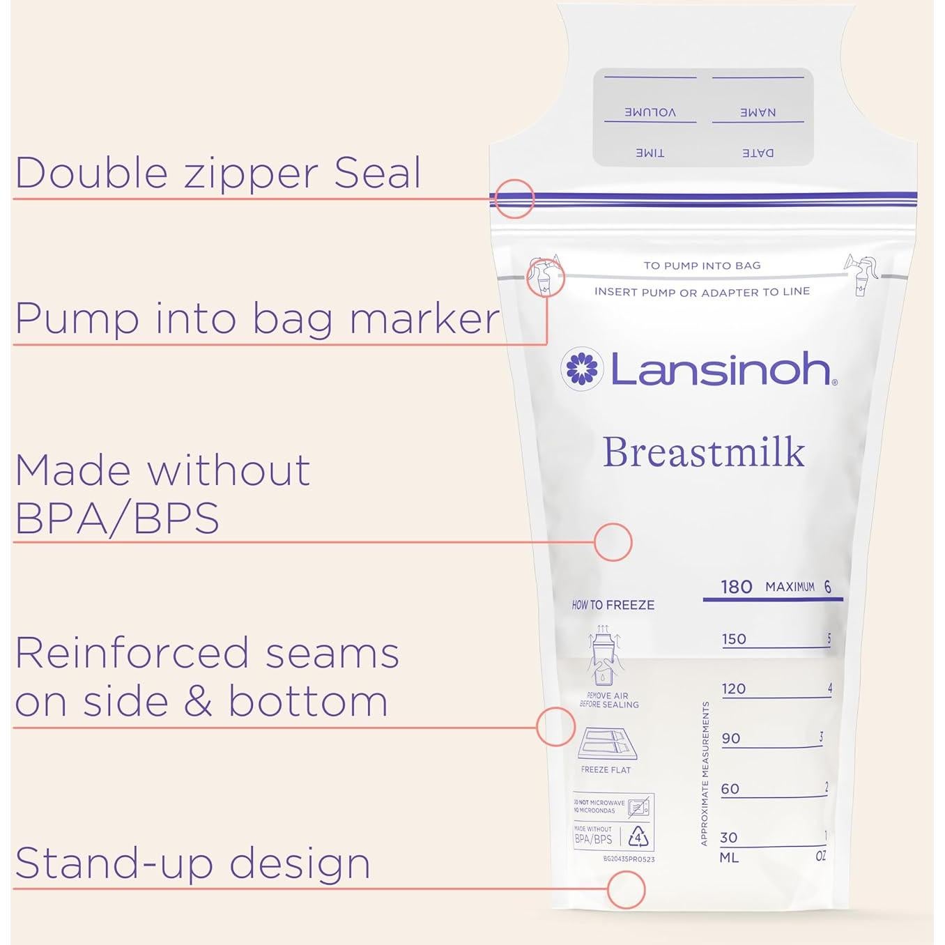 Bolsas y Almohadillas de Lactancia Lansinoh, 200 Pzs, 6 oz