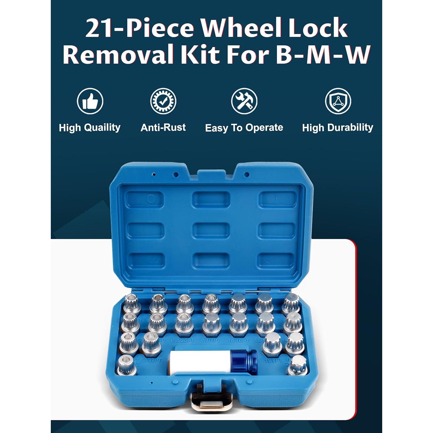 Kit de Eliminación de Bloqueo de Rueda Ntoauto 21 Piezas 12.7mm