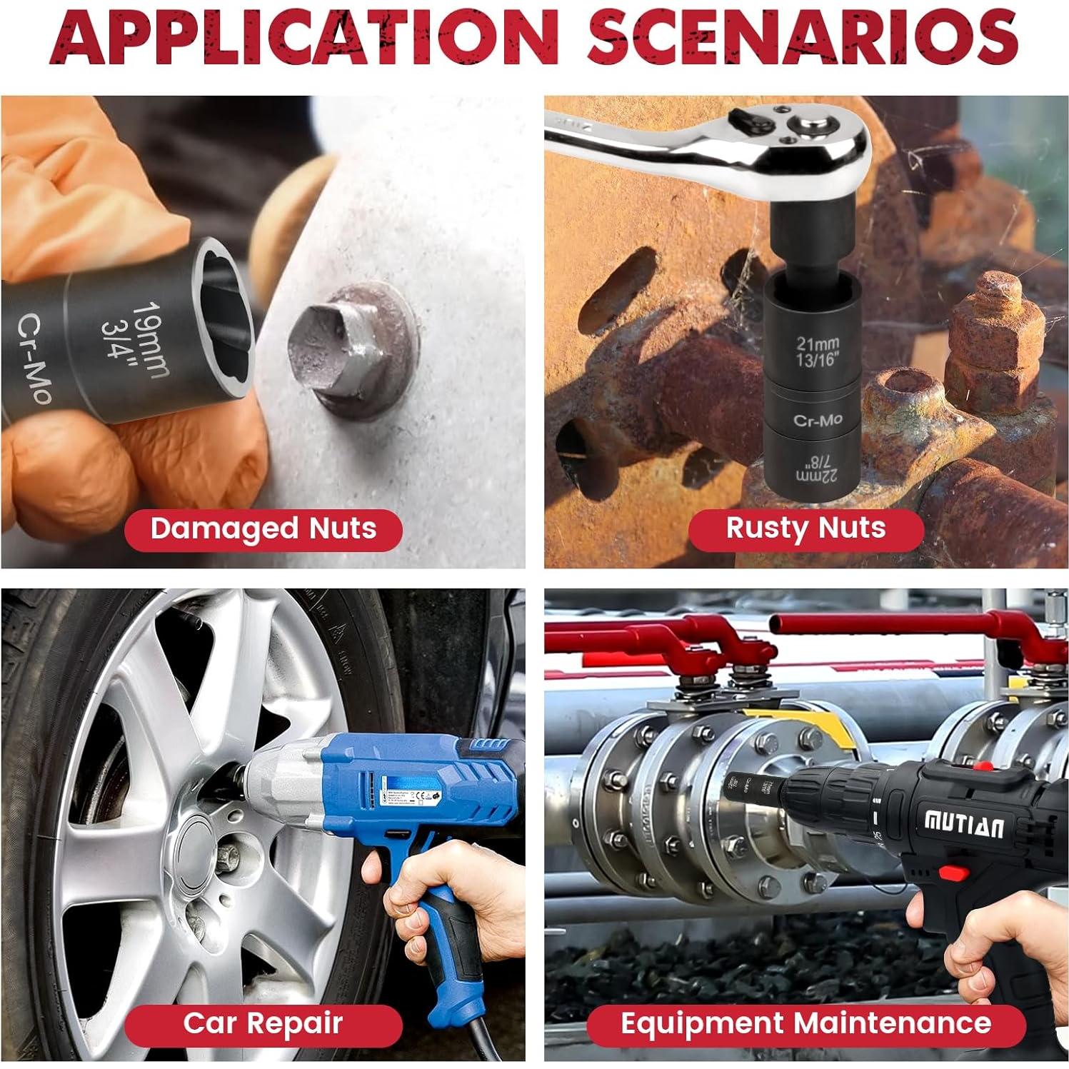 Juego de 7 Piezas Extractor de Tuercas QIFITOOL - Acero Cr-Mo