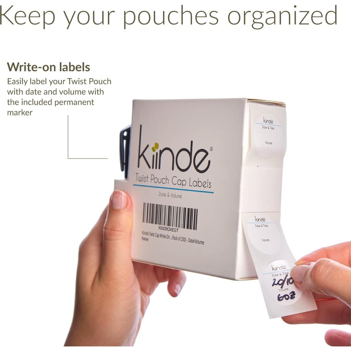 Etiquetas Adhesivas Kiinde Twist Cap para Leche Materna - 250 Unidades