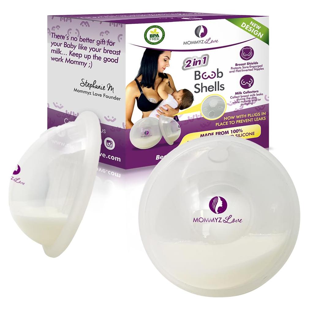 Conchas de Leche Materna Mommyz con Tapones - 2 Paquete