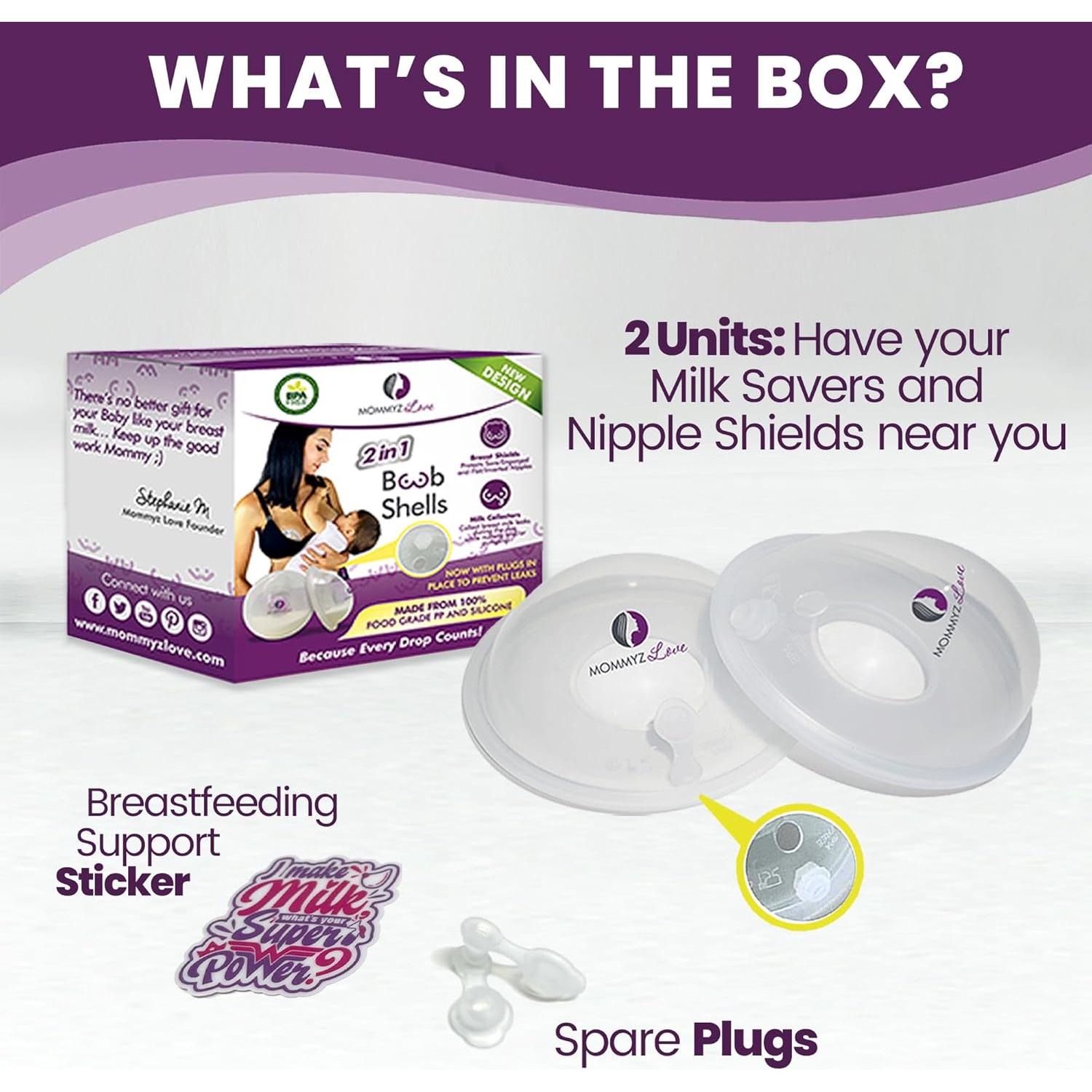 Conchas de Leche Materna Mommyz con Tapones - 2 Paquete